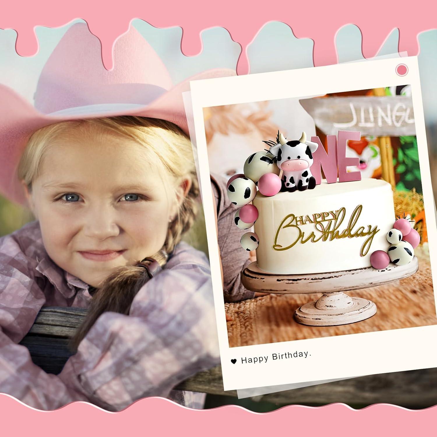 14 Piezas Decoraciones de Pastel de Vaca Zafena Rosa