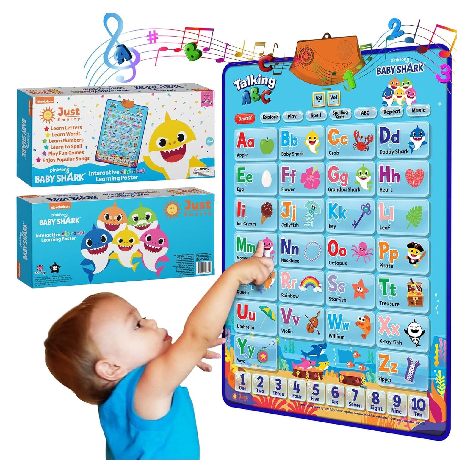 Póster Interactivo Baby Shark para Aprender Letras y Números
