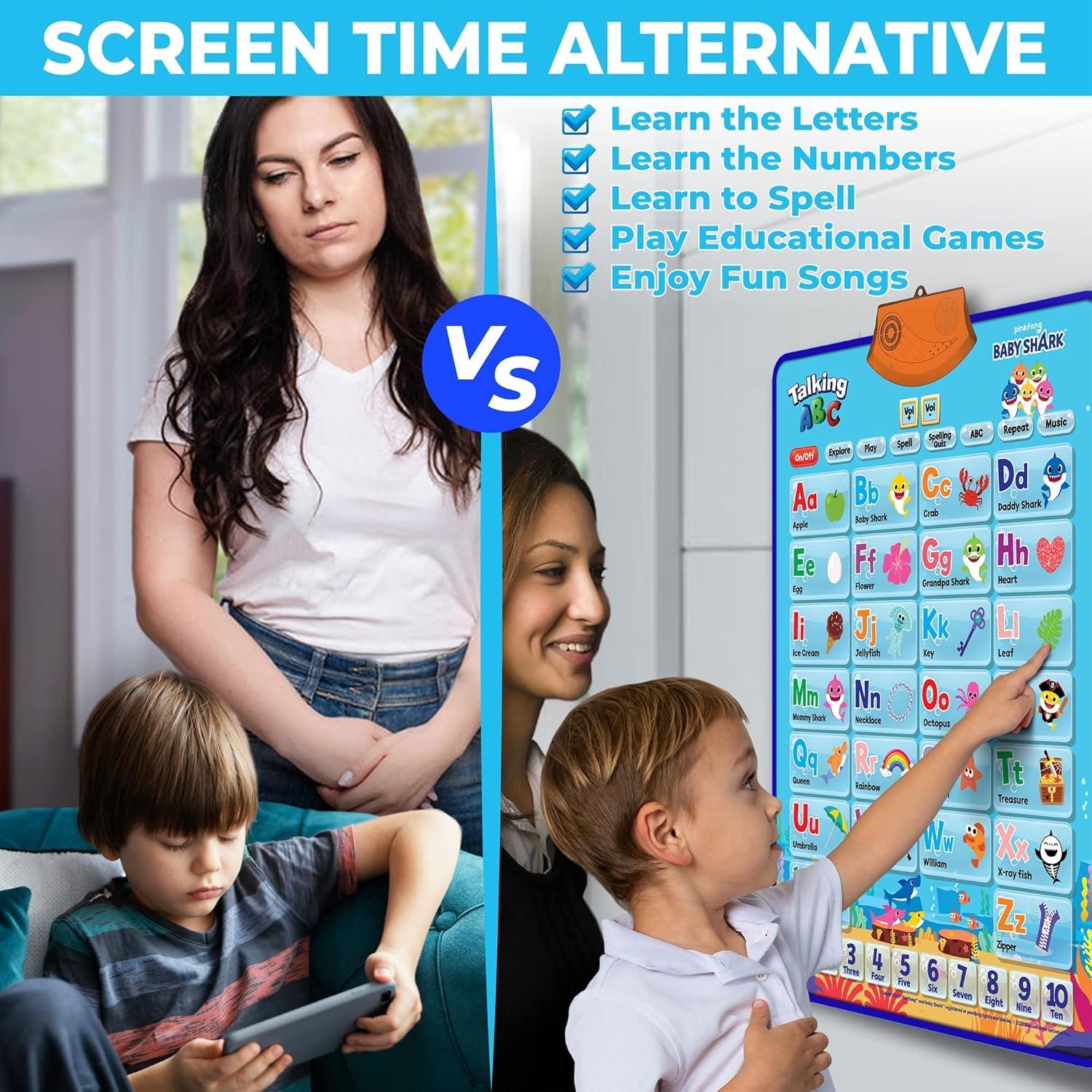 Póster Interactivo Baby Shark para Aprender Letras y Números