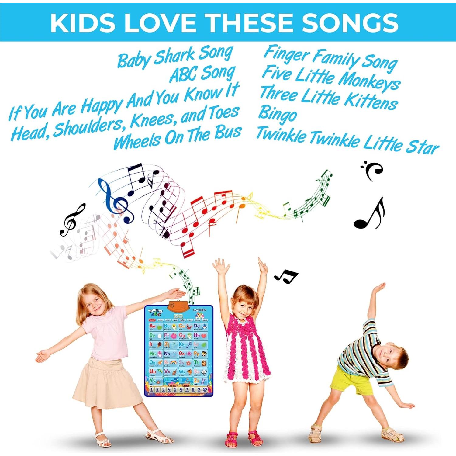 Póster Interactivo Baby Shark para Aprender Letras y Números