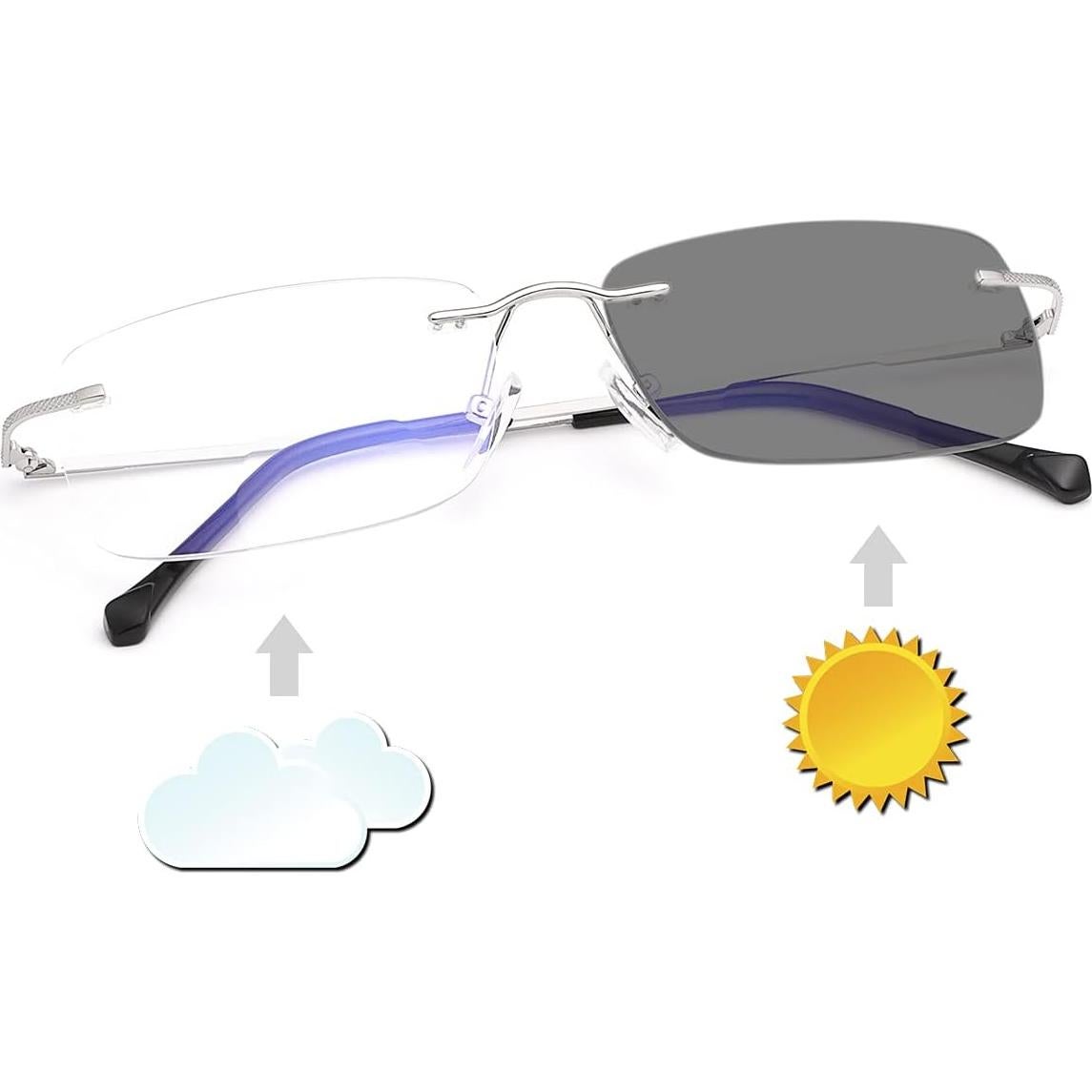 Gafas de lectura bifocales fotoquímicas UV400 Titanio 1.5x