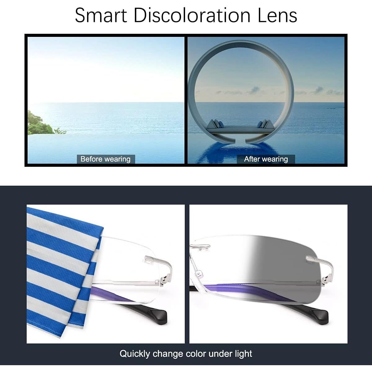 Gafas de lectura bifocales fotoquímicas UV400 Titanio 1.5x