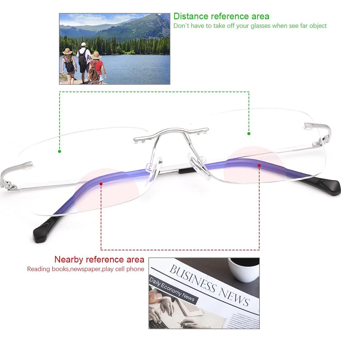 Gafas de lectura bifocales fotoquímicas UV400 Titanio 1.5x
