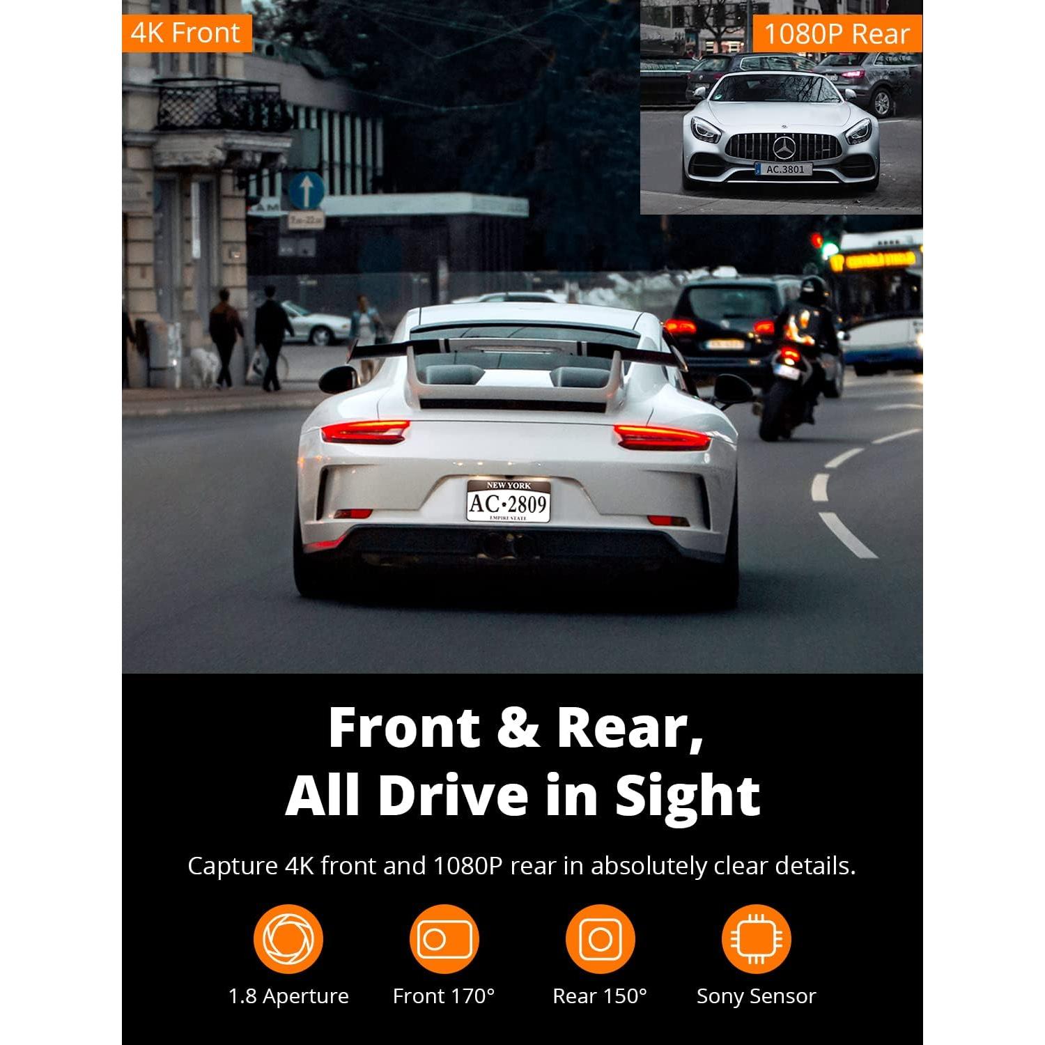 Cámara de tablero dual Kingslim D4 4K GPS WiFi 170°