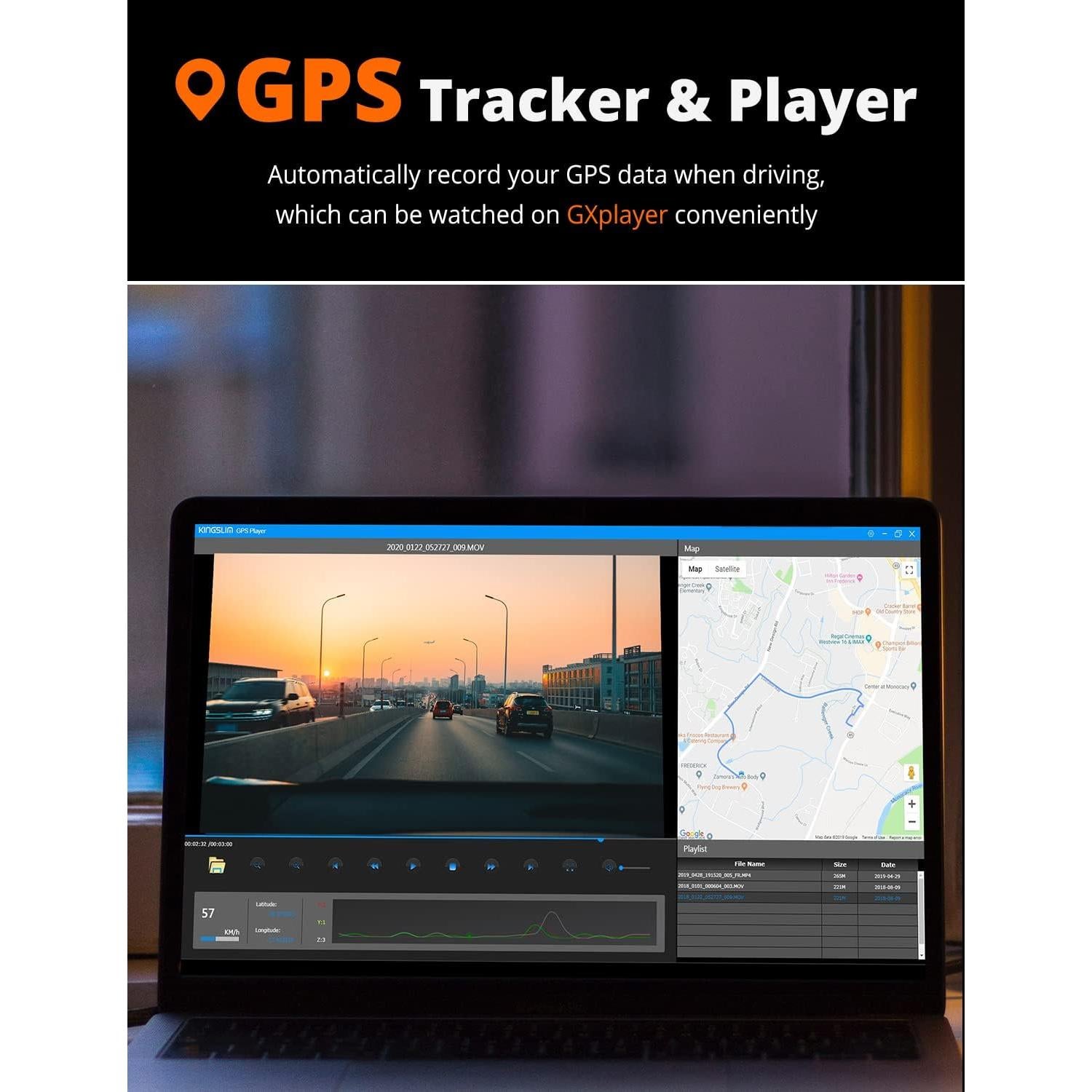 Cámara de tablero dual Kingslim D4 4K GPS WiFi 170°