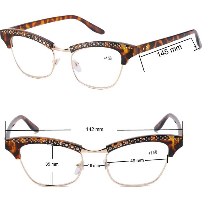 Gafas de lectura ojo de gato Vintage Mujeres 1.5x UV400