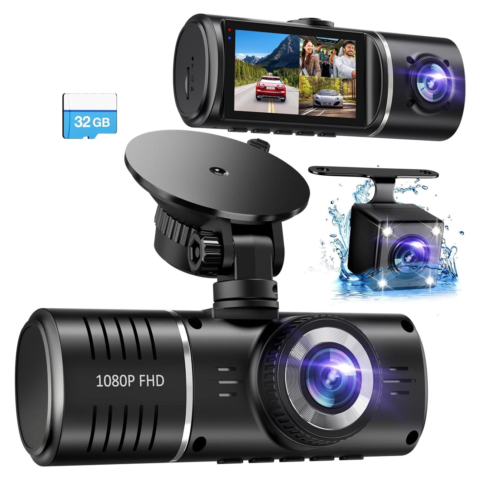 Cámara Dash SUVCON J06 3 Canales 1080P con Tarjeta 32GB