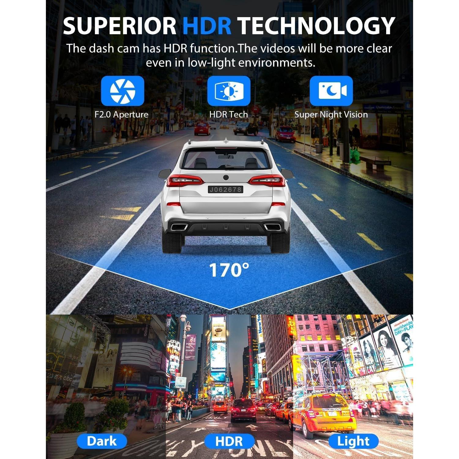 Cámara Dash SUVCON J06 3 Canales 1080P con Tarjeta 32GB