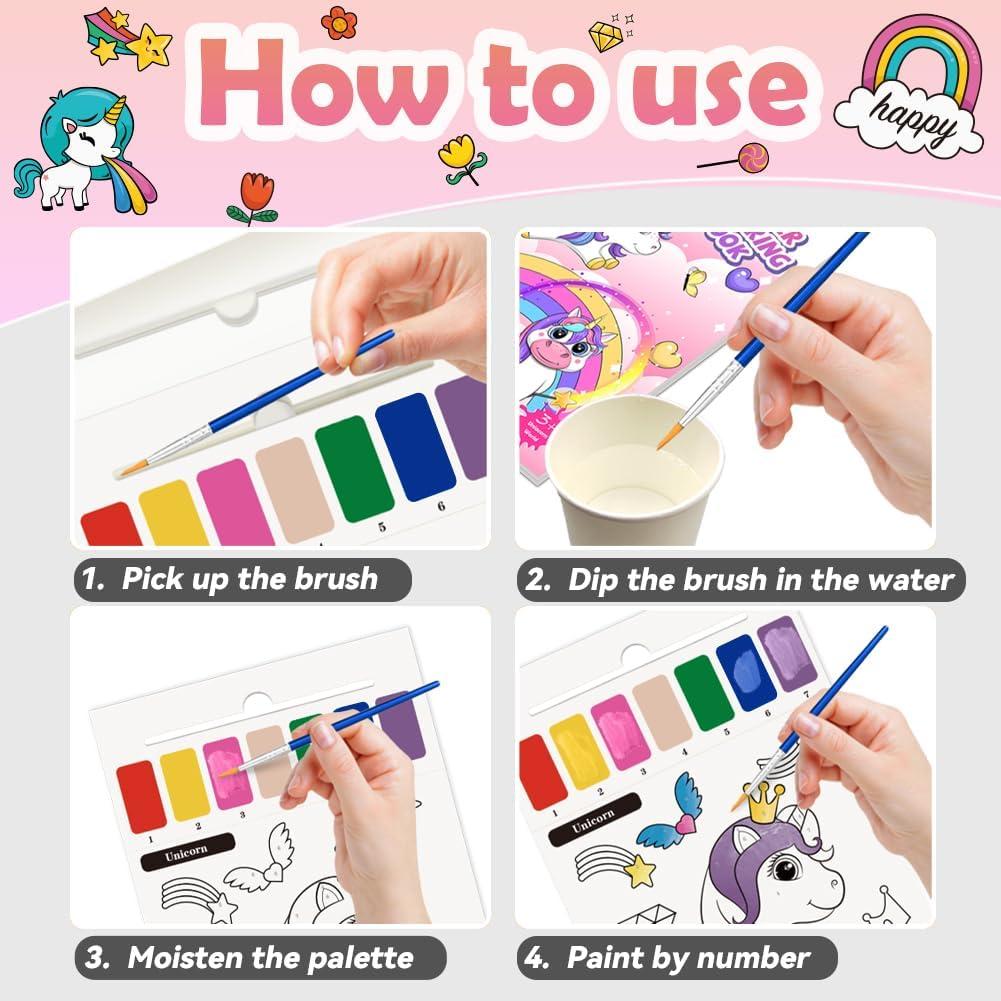 Conjunto de Pintura Acuarela YMluky Unicornio para Niños