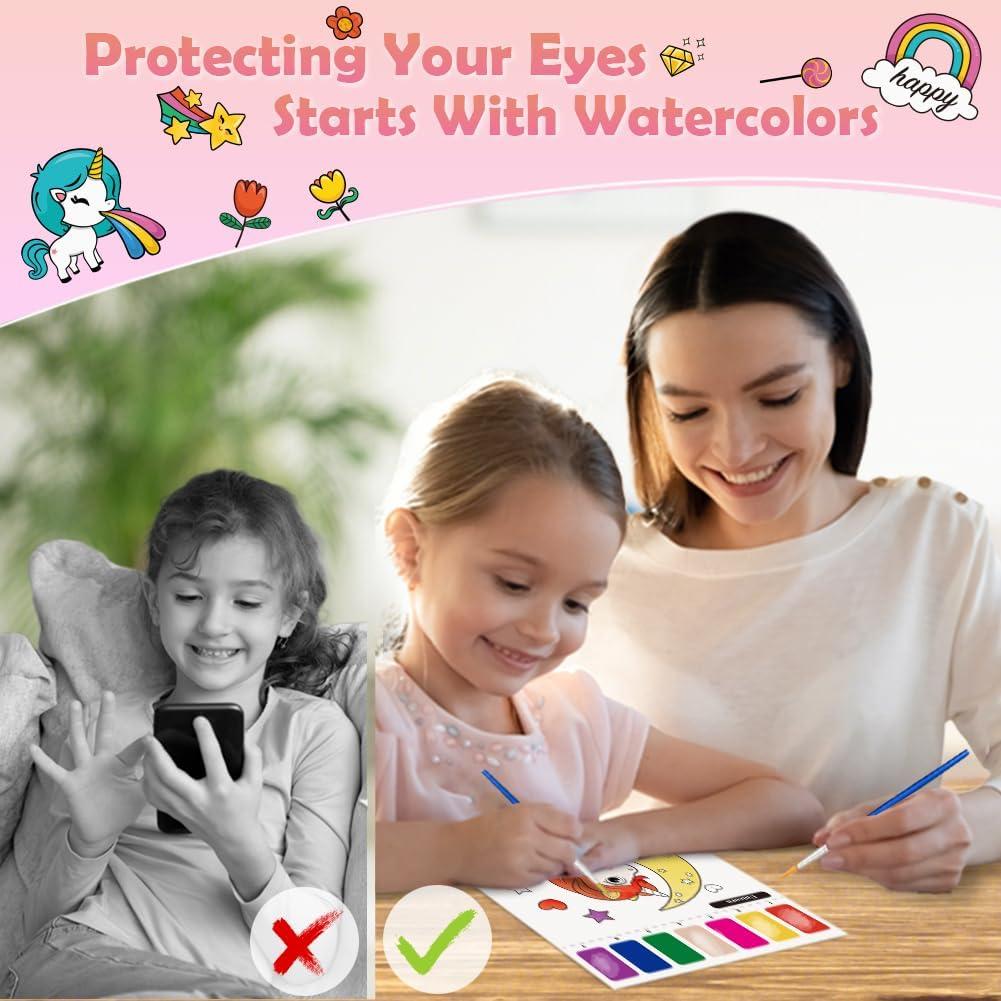 Conjunto de Pintura Acuarela YMluky Unicornio para Niños