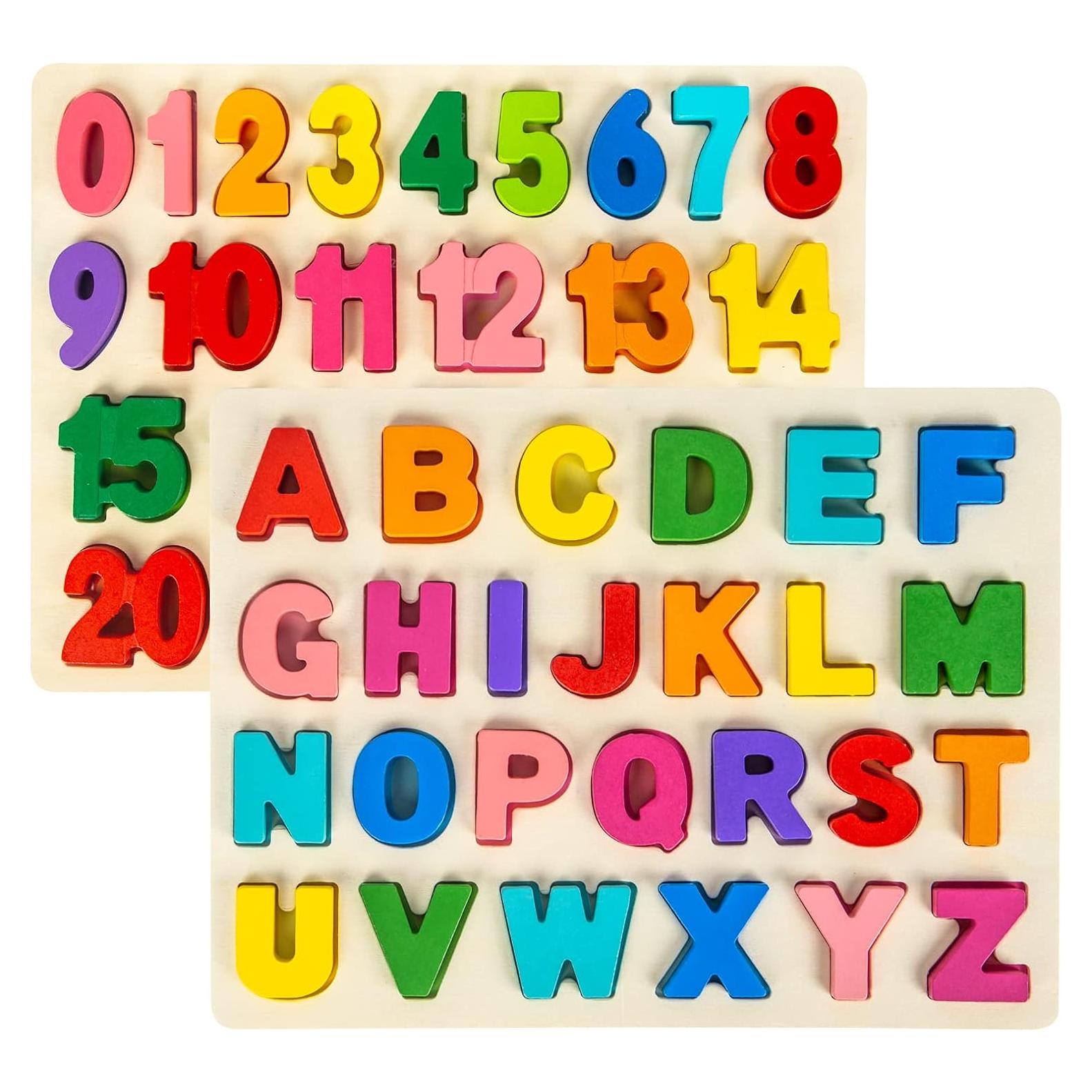 Rompecabezas de Madera Attmu 2 en 1 Alfabeto y Números