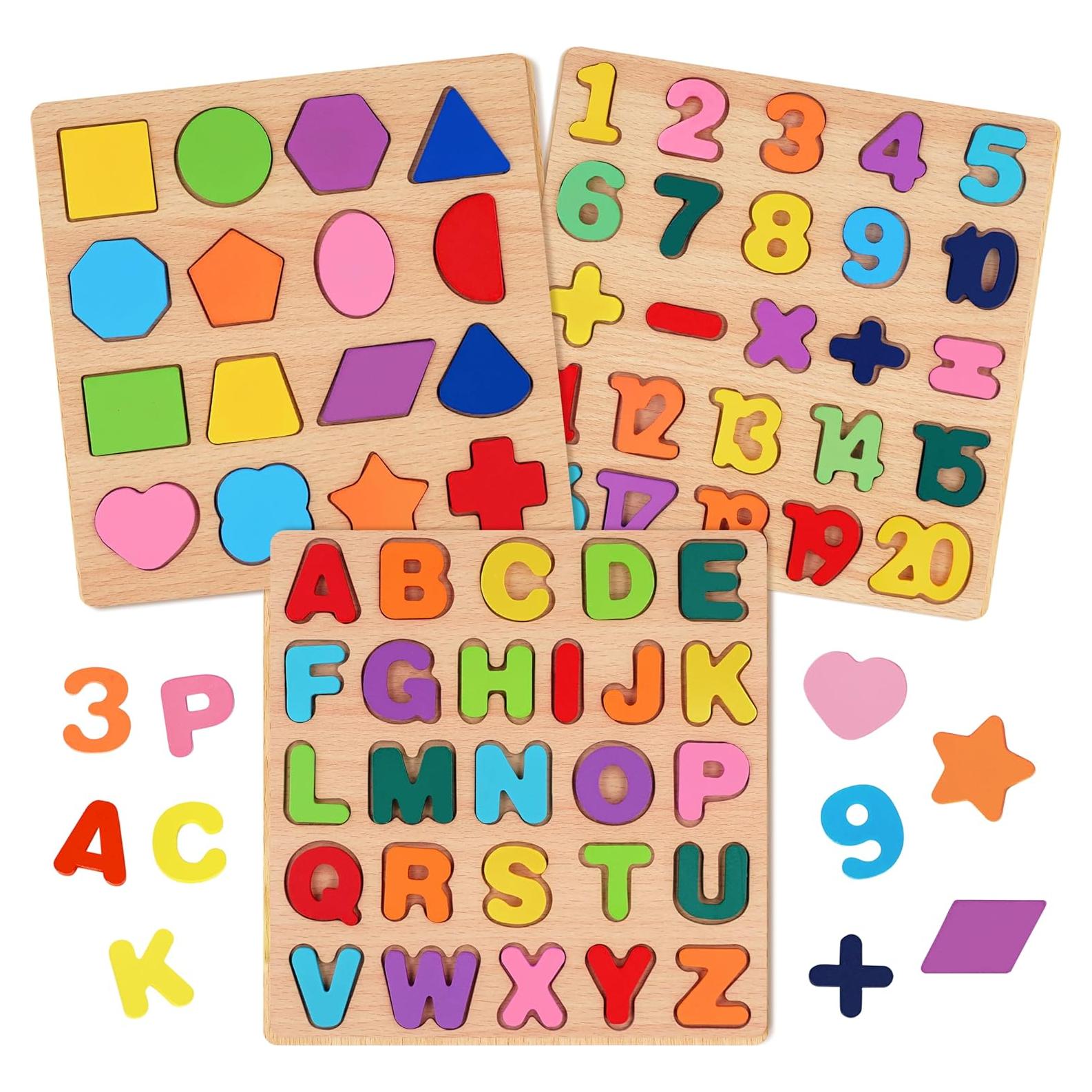 Rompecabezas de Madera Attmu 3 en 1 para Niños 1-5 Años