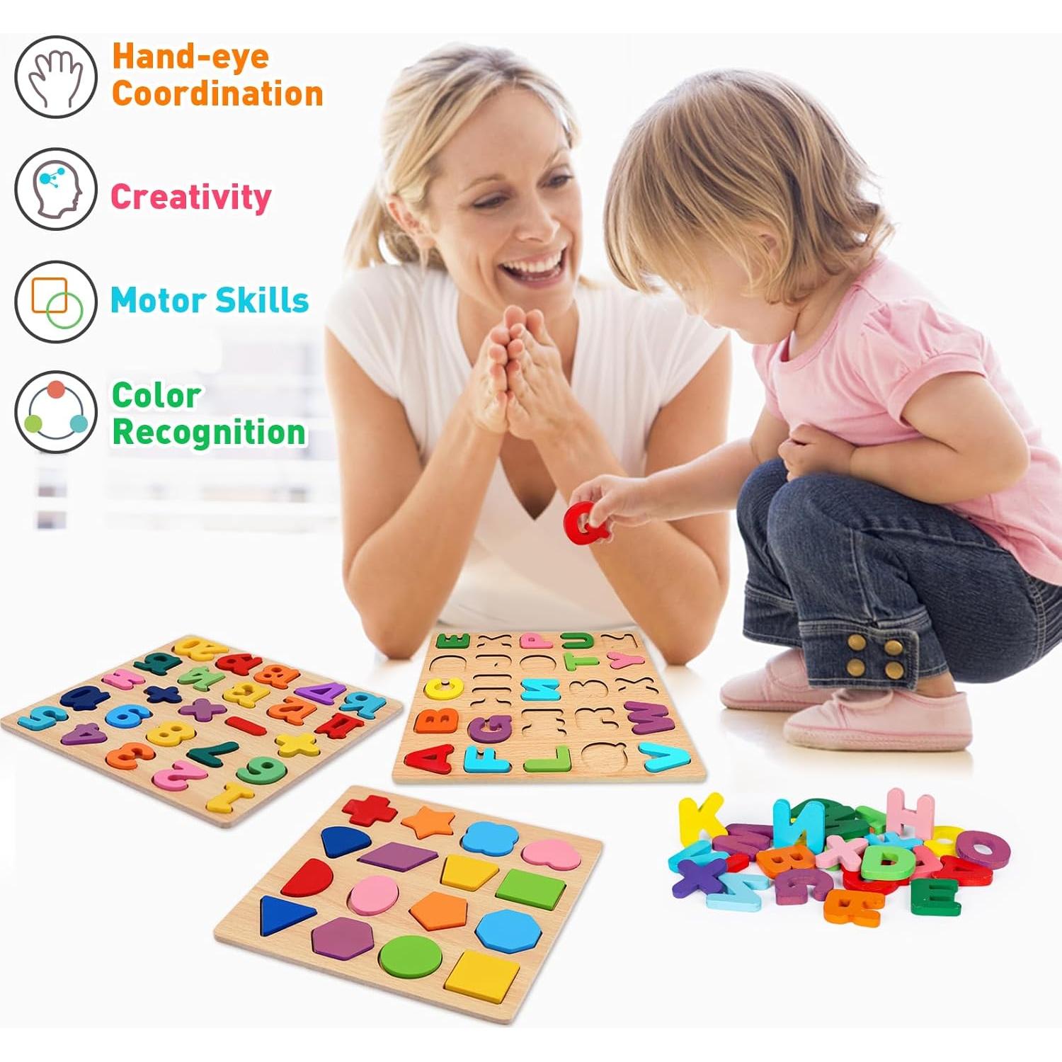 Rompecabezas de Madera Attmu 3 en 1 para Niños 1-5 Años