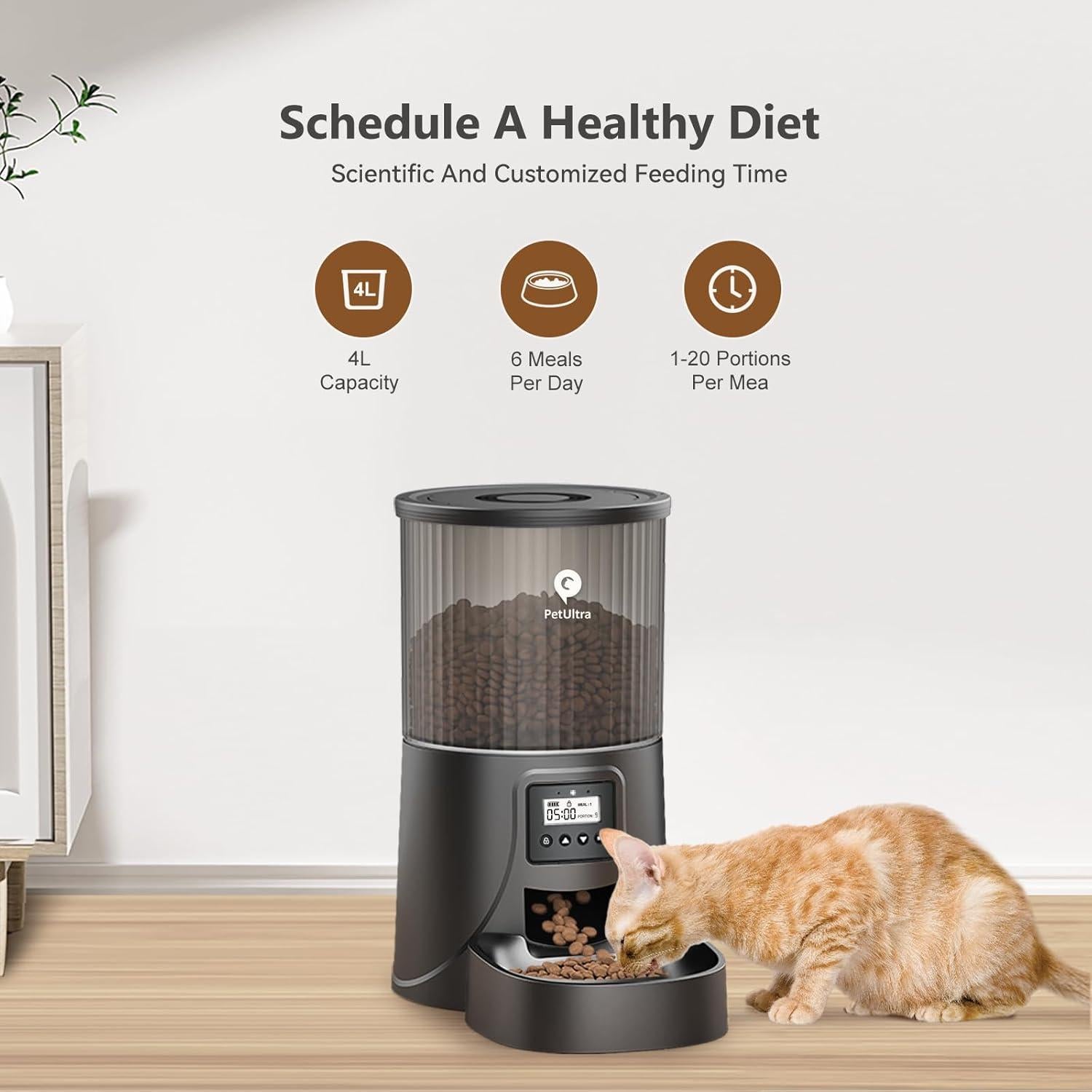 Comedero Automático PETULTRA 4L Programable para Gatos
