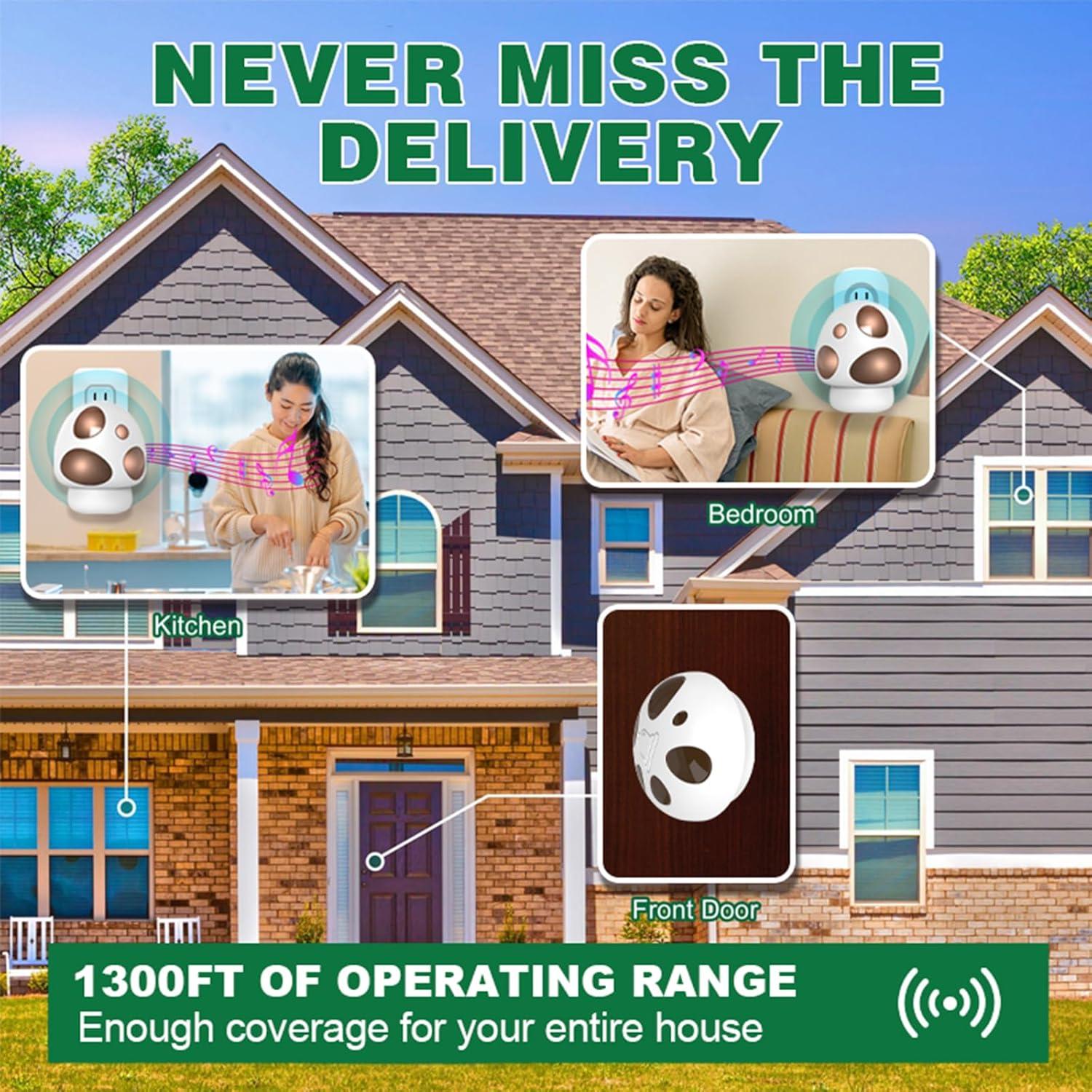 Timbre Inalámbrico HTZSAFE 1 Receptor 1 Transmisor 35 Melodías