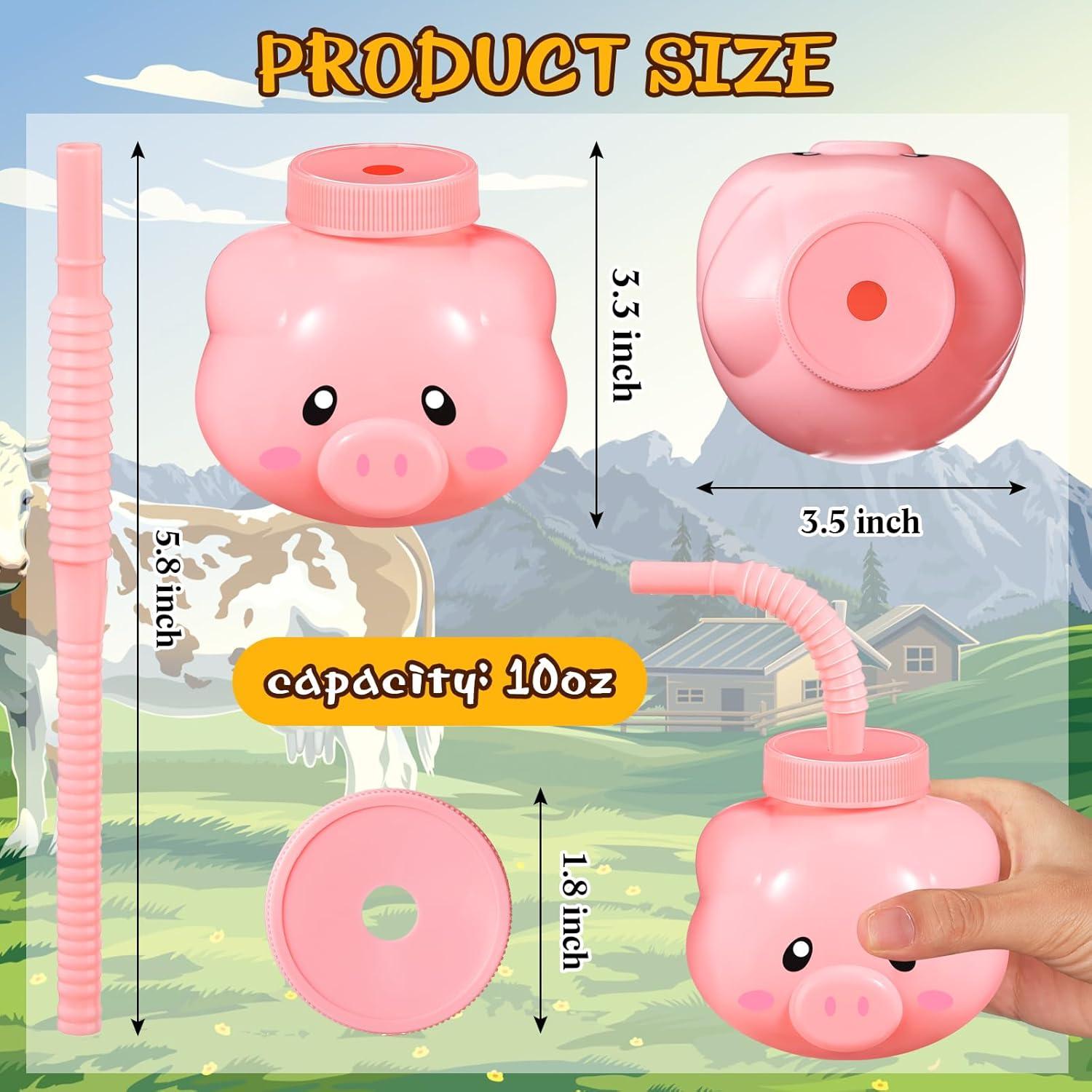 Tazas de Animales de Granja Roshtia 12 Piezas con Pajitas