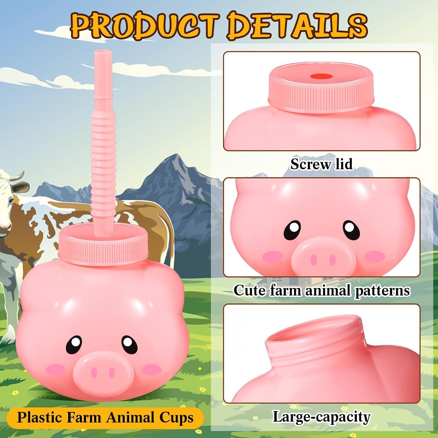 Tazas de Animales de Granja Roshtia 12 Piezas con Pajitas