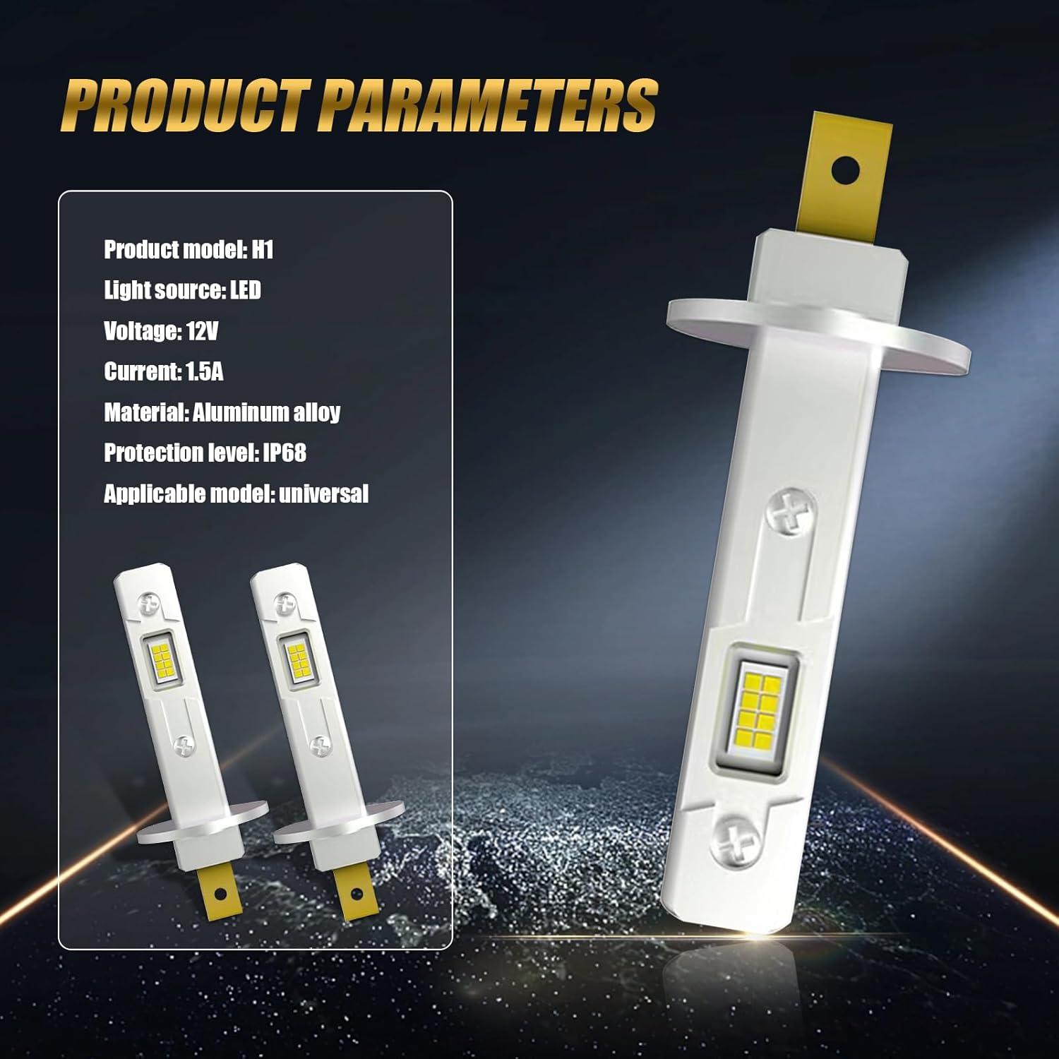 Pack 2 Bombillas H1 GKmow 12-24V Luz Blanca Mini 1:1