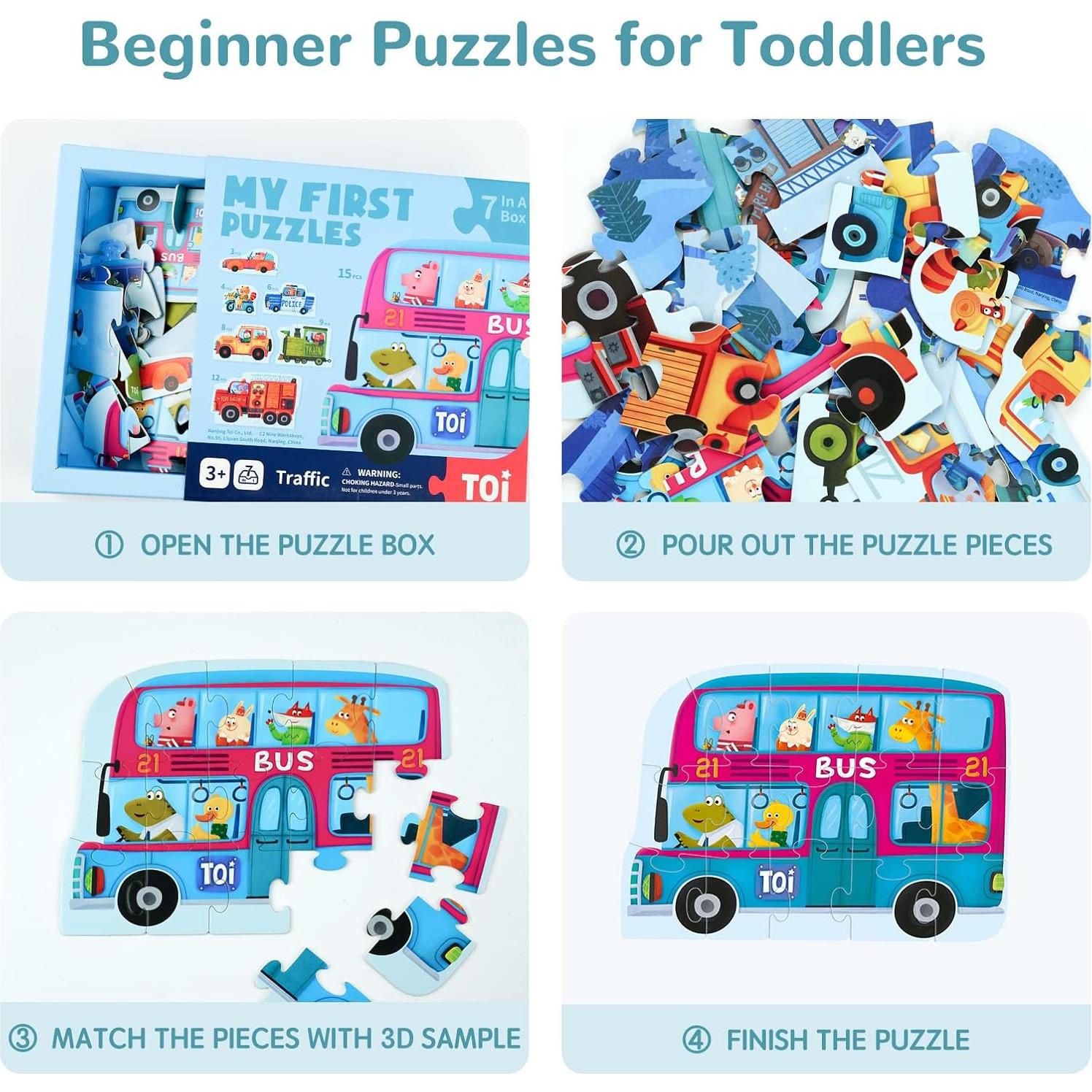 Rompecabezas TOI 6 Paquetes Animales Piezas Grandes 24x24cm