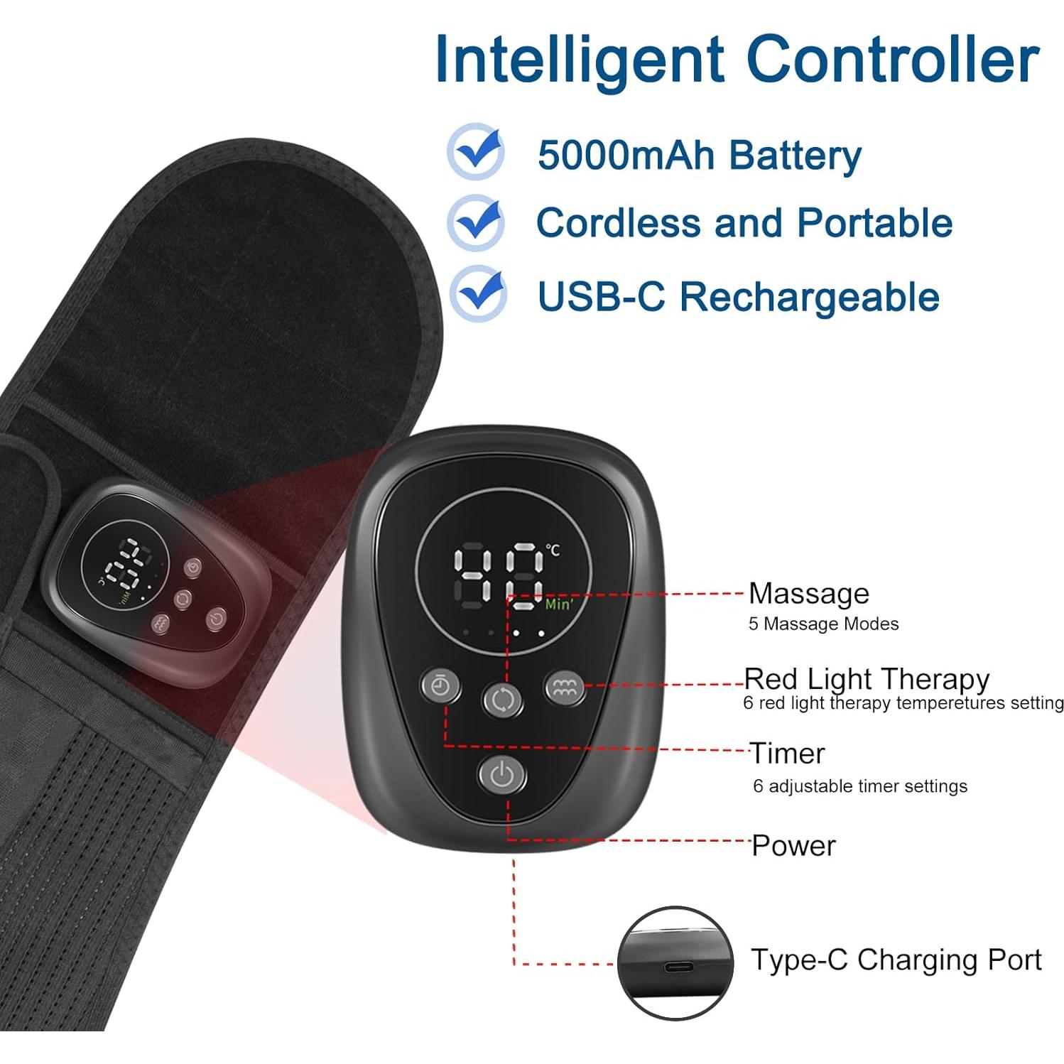 Cinturón Masajeador Oramuon con Calor y Luz Roja 3 en 1