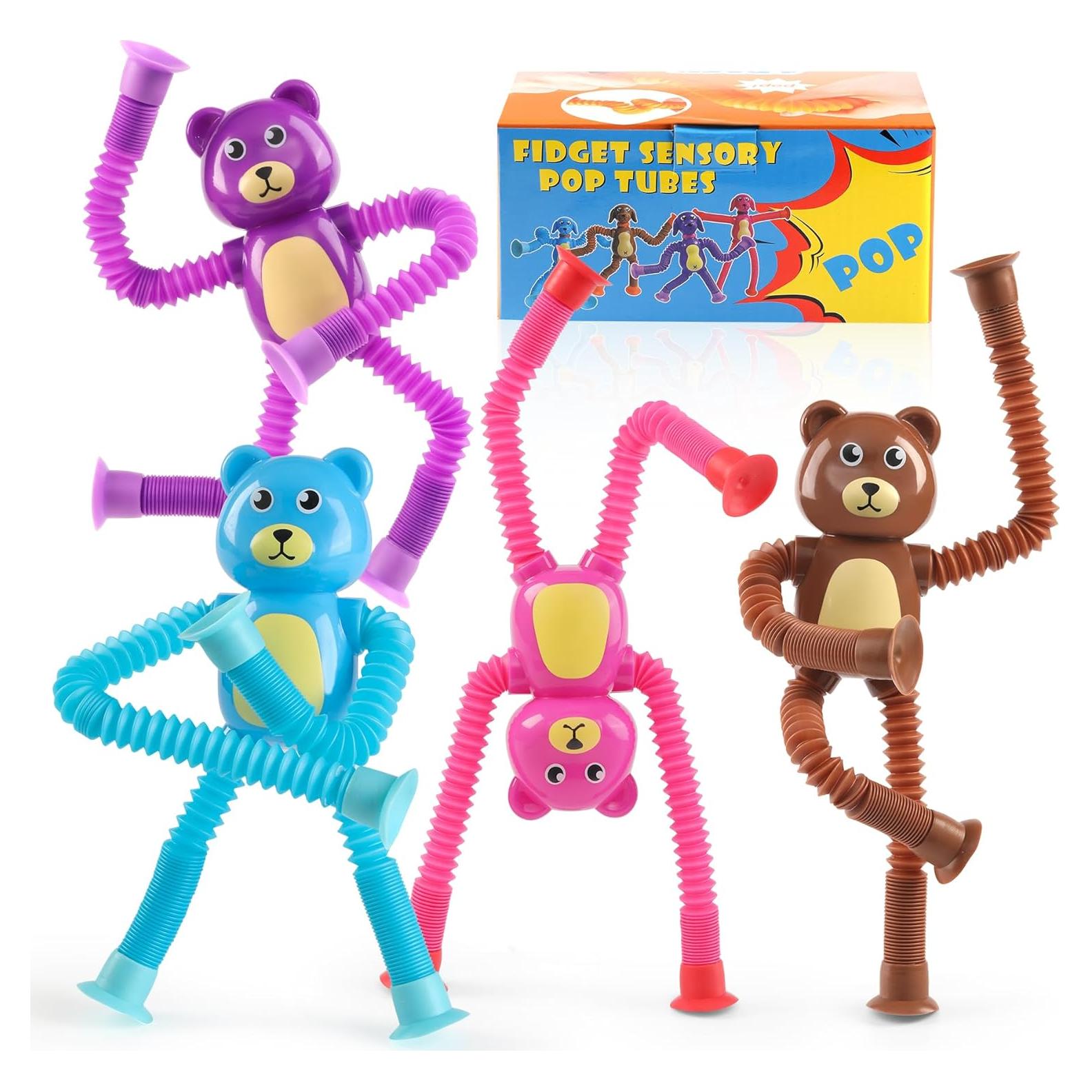 4 Pzs Juguete Sensorial Oso Witmelt Tubos Antiestrés