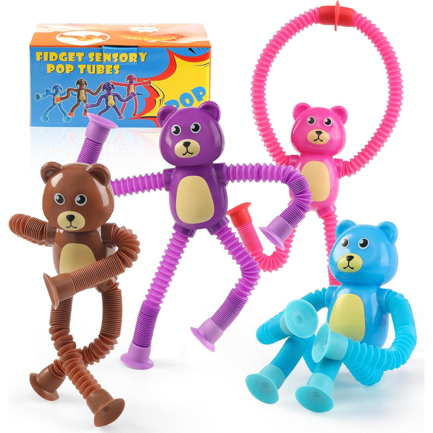 4 Pzs Juguete Sensorial Oso Witmelt Tubos Antiestrés