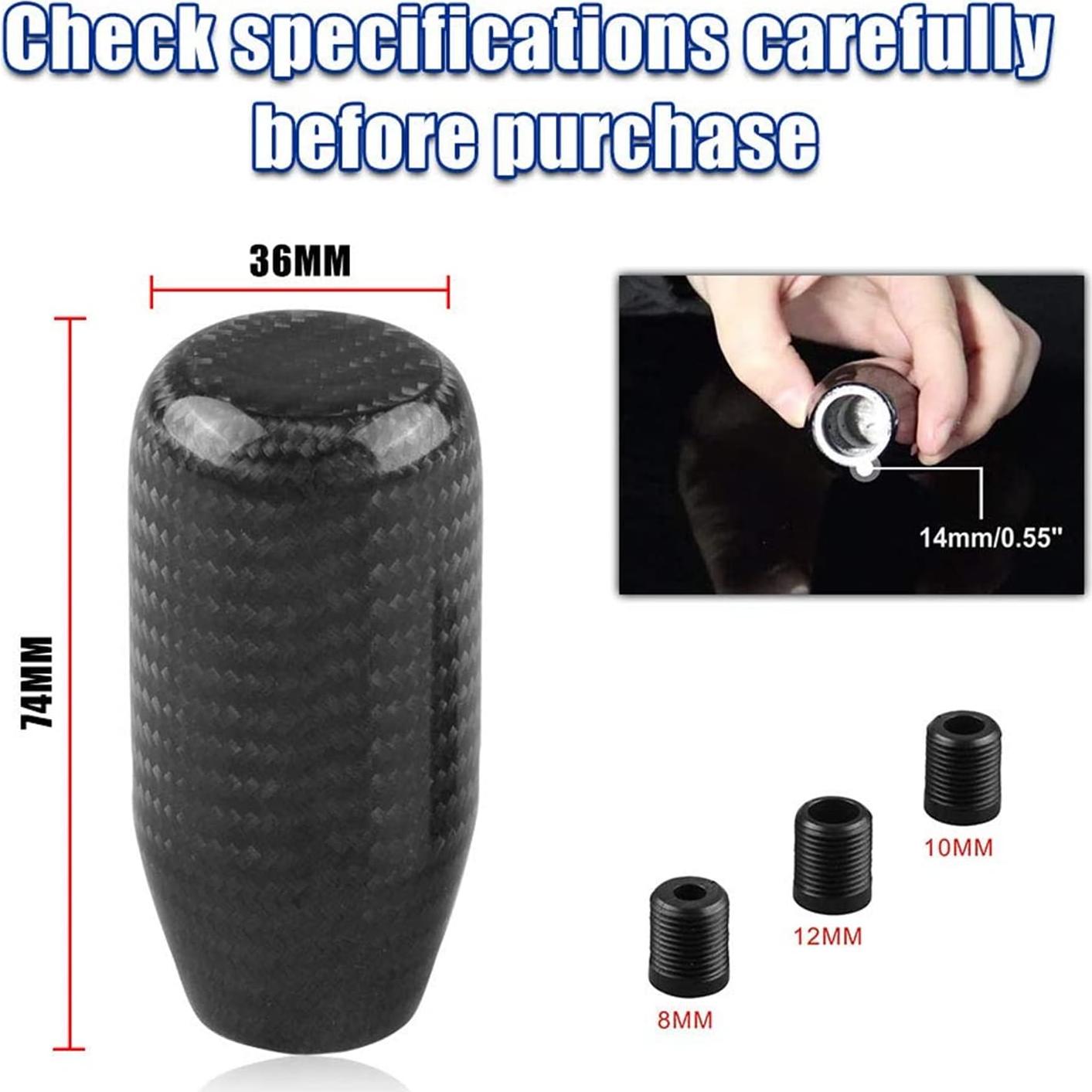 Perilla de Cambio Manual RYANSTAR de Fibra de Carbono - Negro