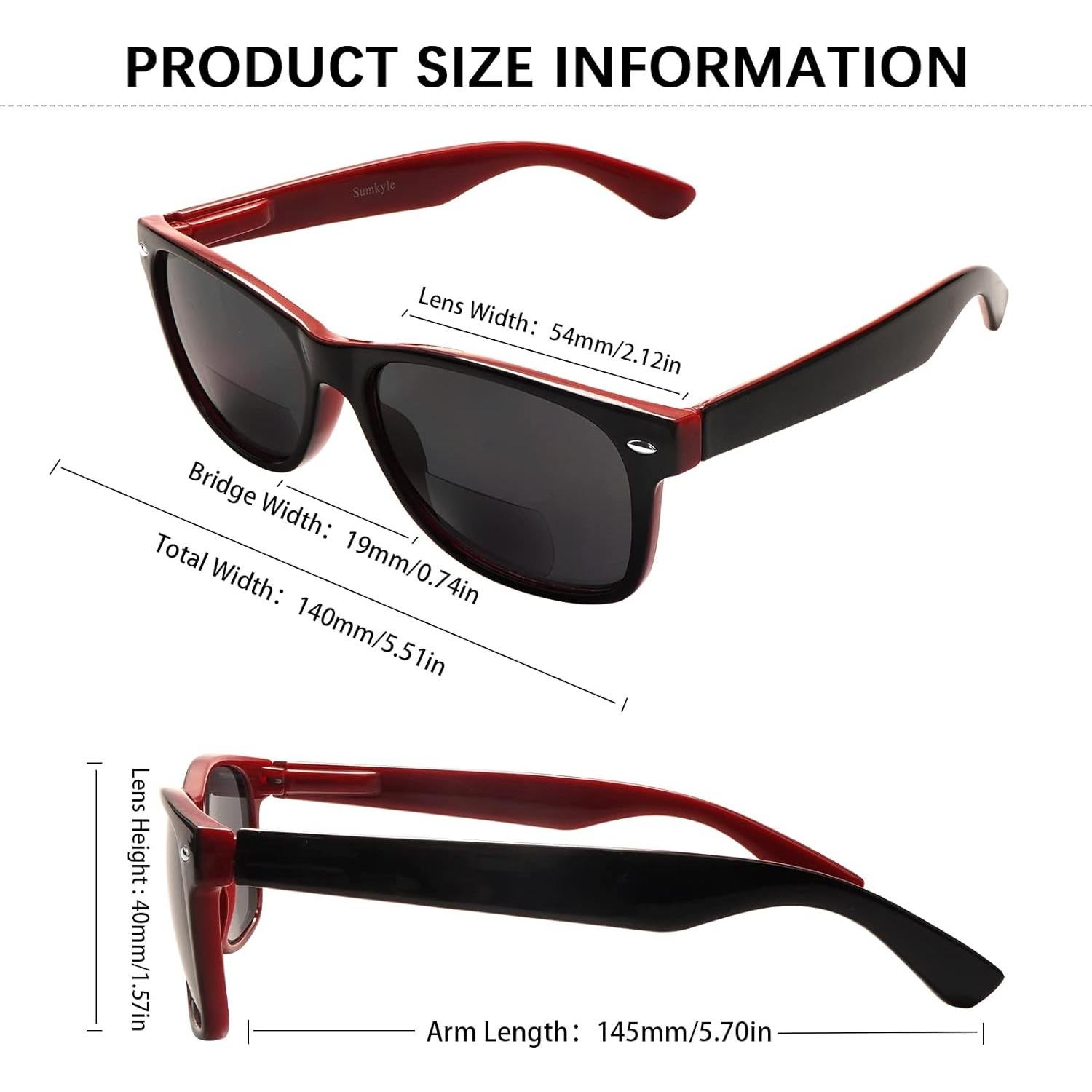 Paquete de 4 Gafas de Sol Bifocales Sumkyle 2.25 Unisex