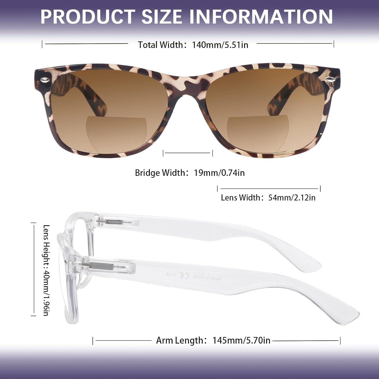 Paquete de 4 Gafas de Sol Bifocales 2.5x Unisex