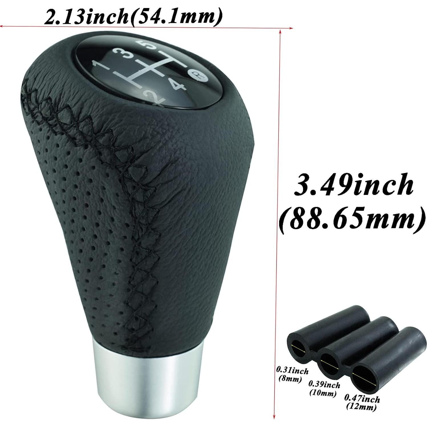 Perilla de Cambios Abfer 5 Velocidades Cuero Negro 88.65 mm