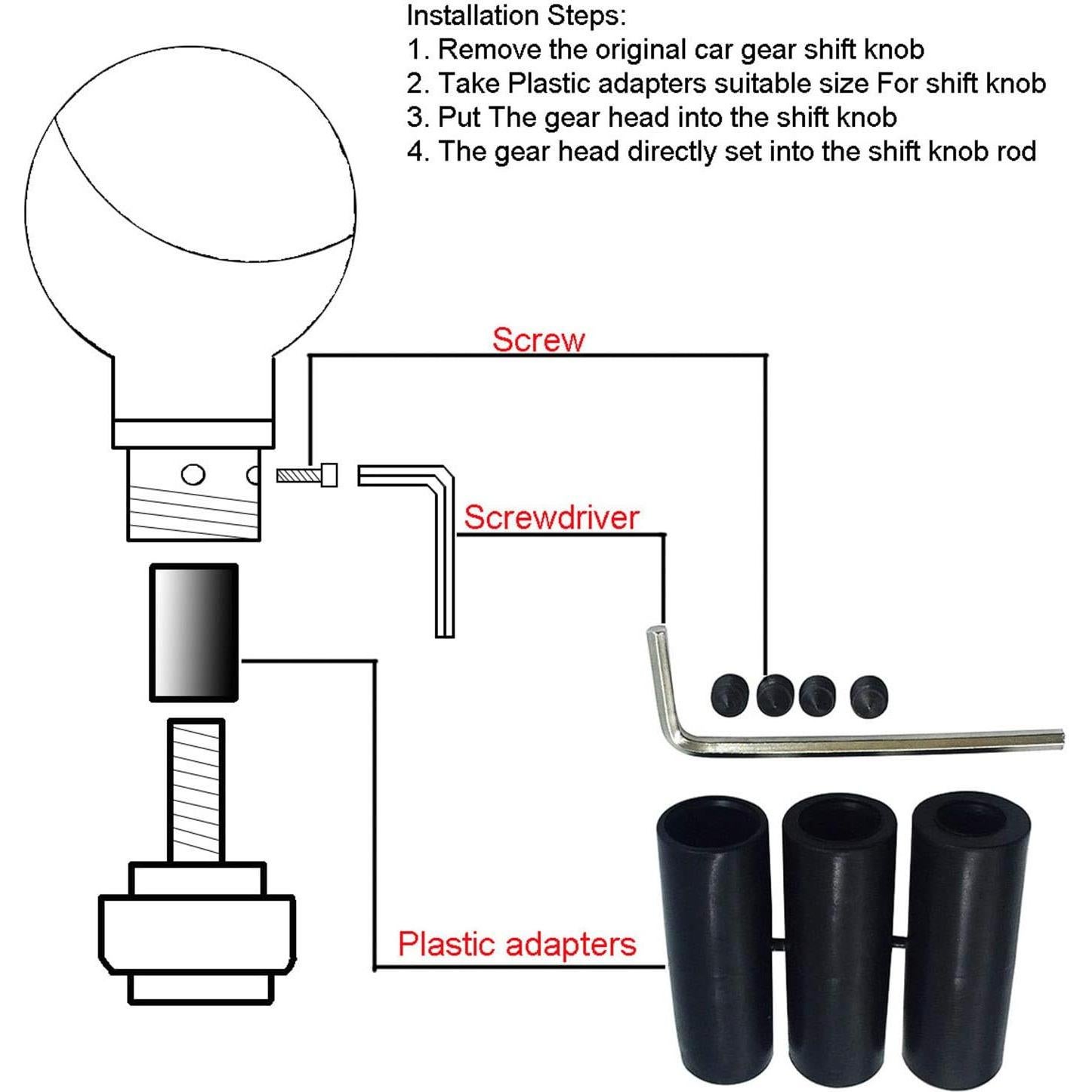 Perilla de Cambios Abfer 5 Velocidades Cuero Negro 88.65 mm