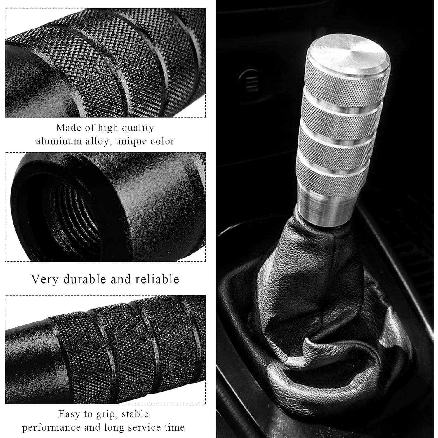 Perilla de Cambio de Coche KVAEY Aluminio Negro con Adaptadores