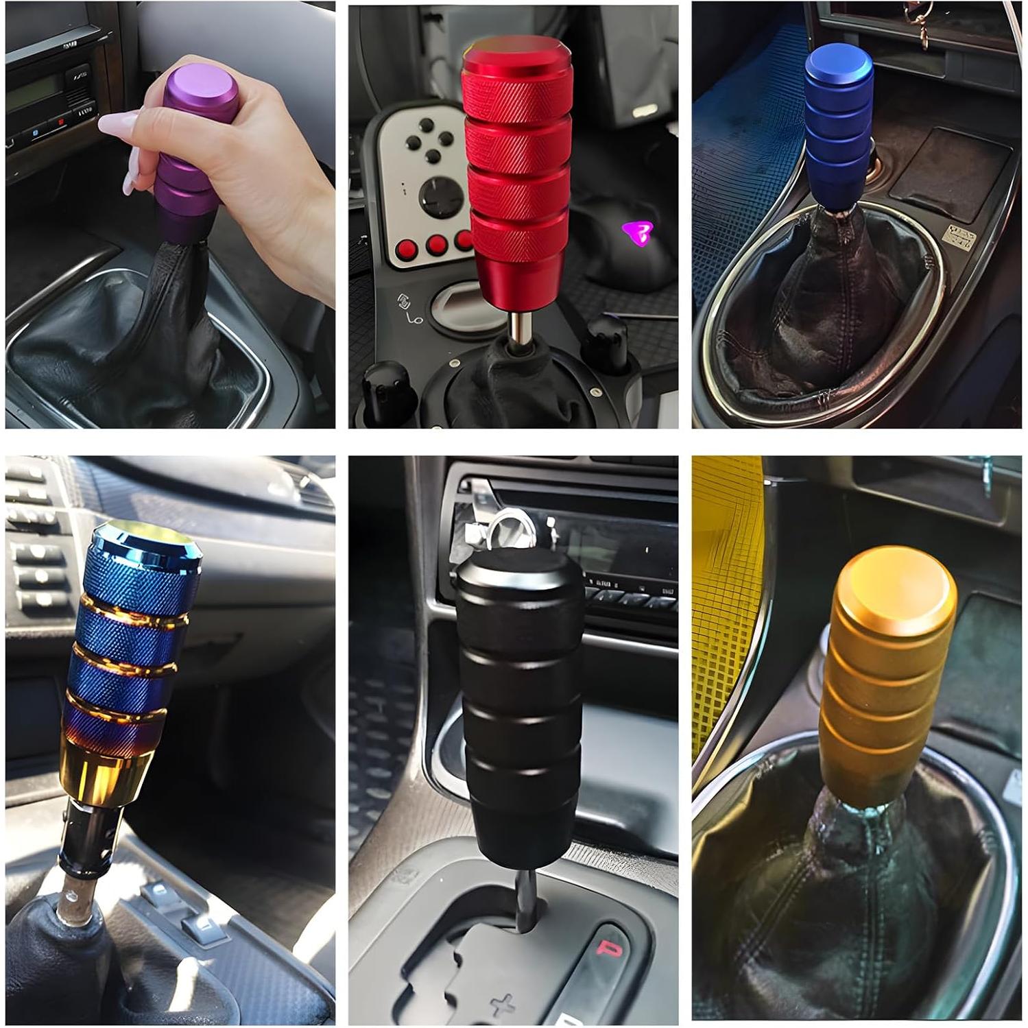 Perilla de Cambio de Coche KVAEY Aluminio Negro con Adaptadores