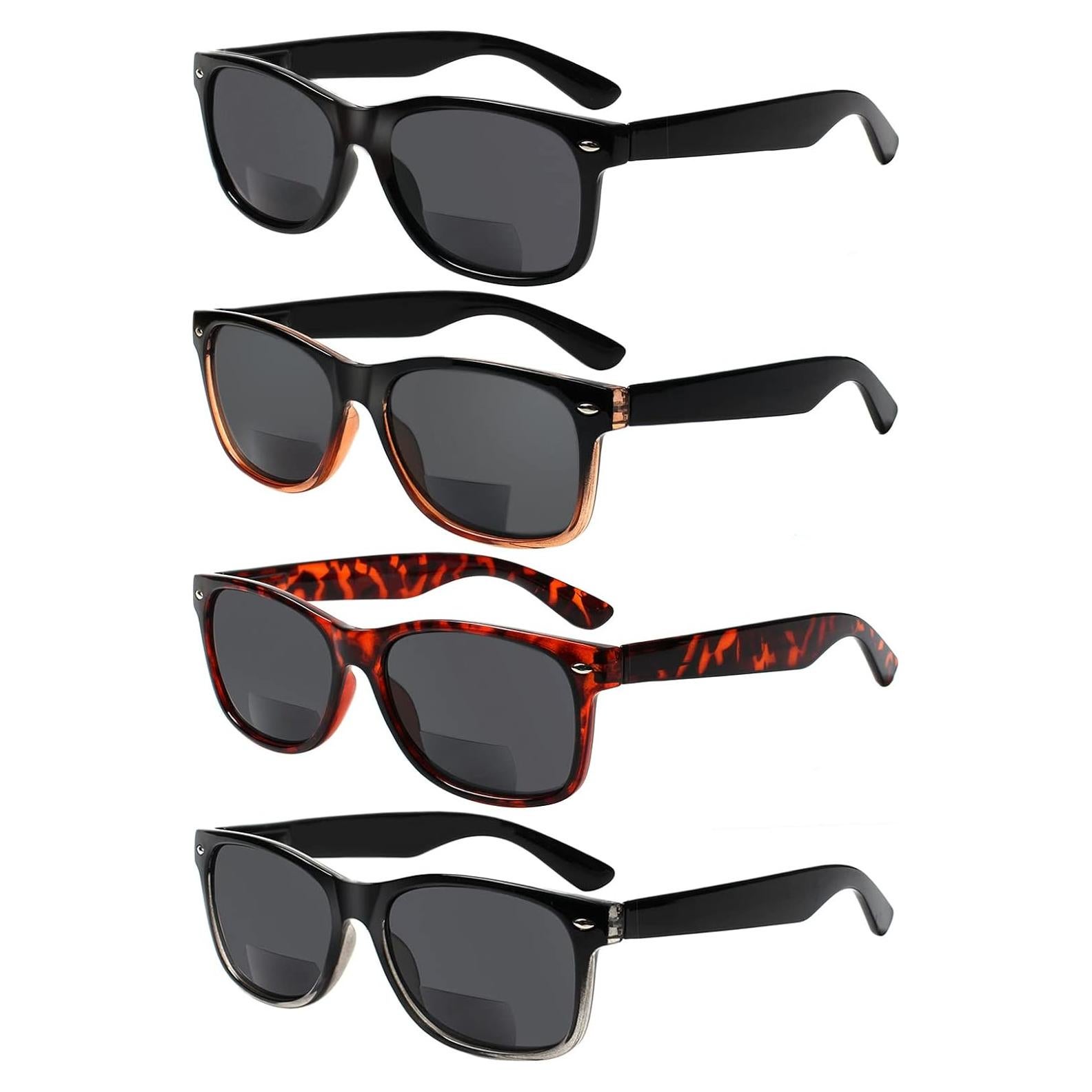 Paquete de 4 Gafas de Sol Bifocales Lentes Grises 2.5x
