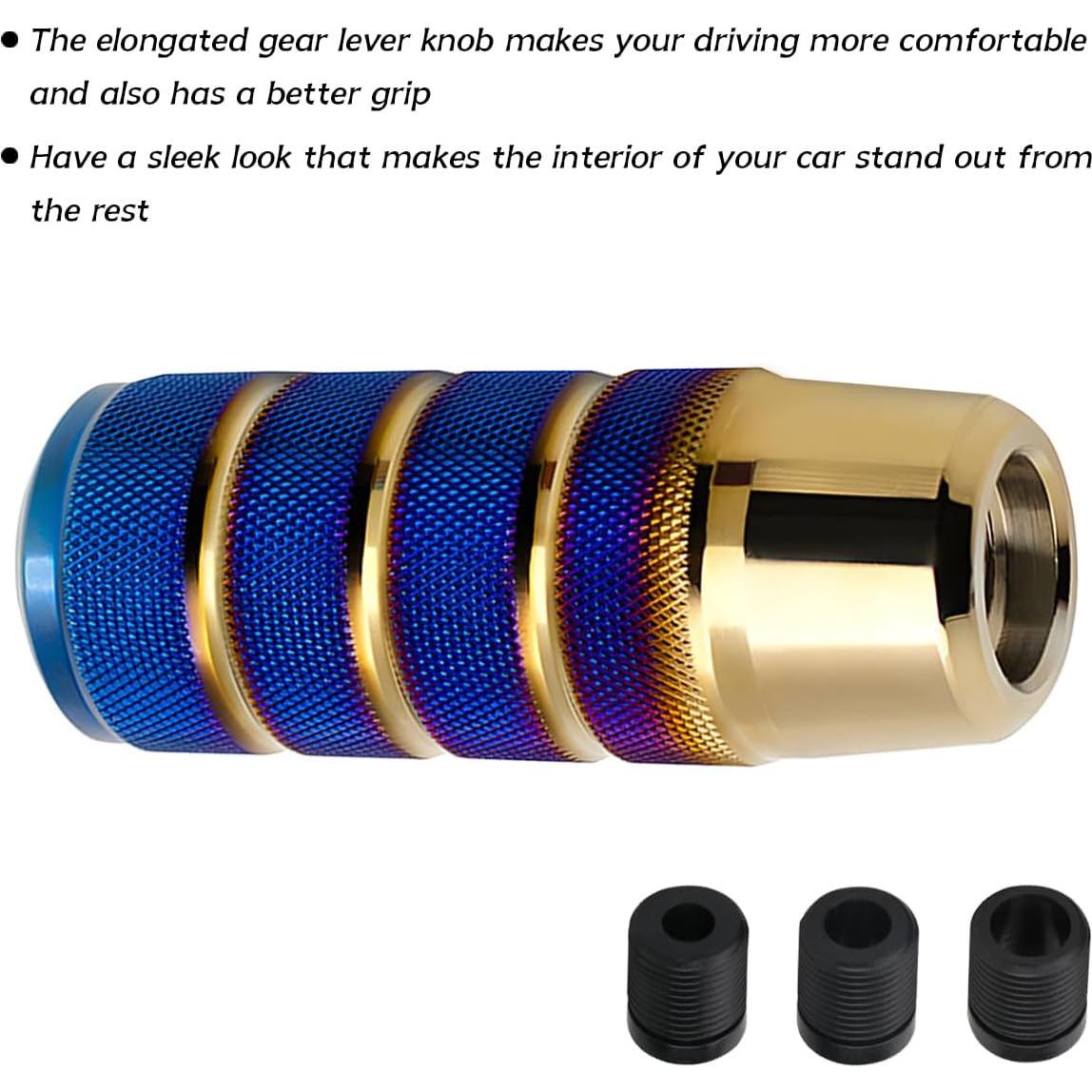 Perilla de Cambio Manual Osilly de Aluminio Azul/Dorado 9.5cm