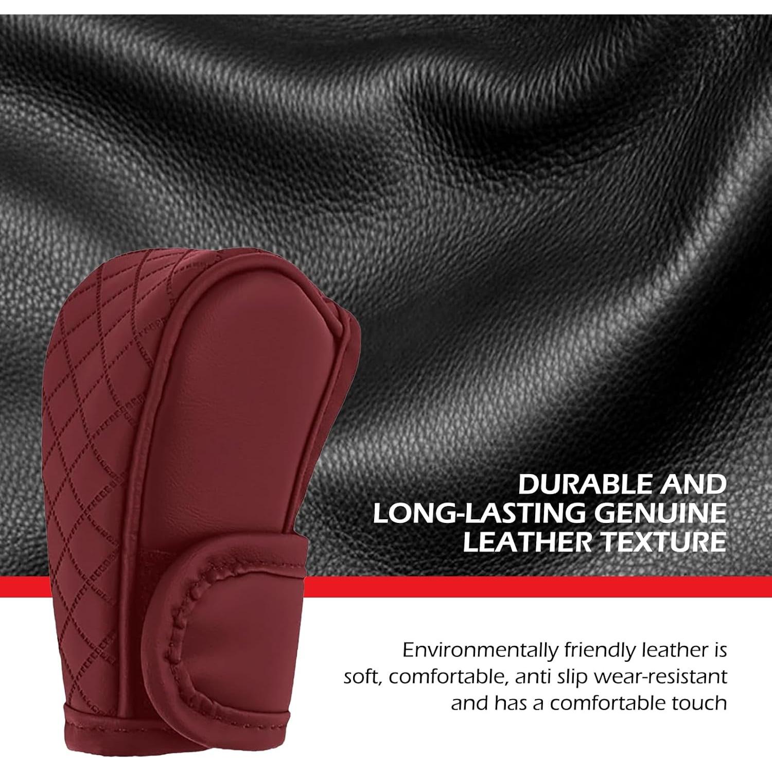 Cubierta de palanca de cambios de cuero Bawkars Rojo antideslizante