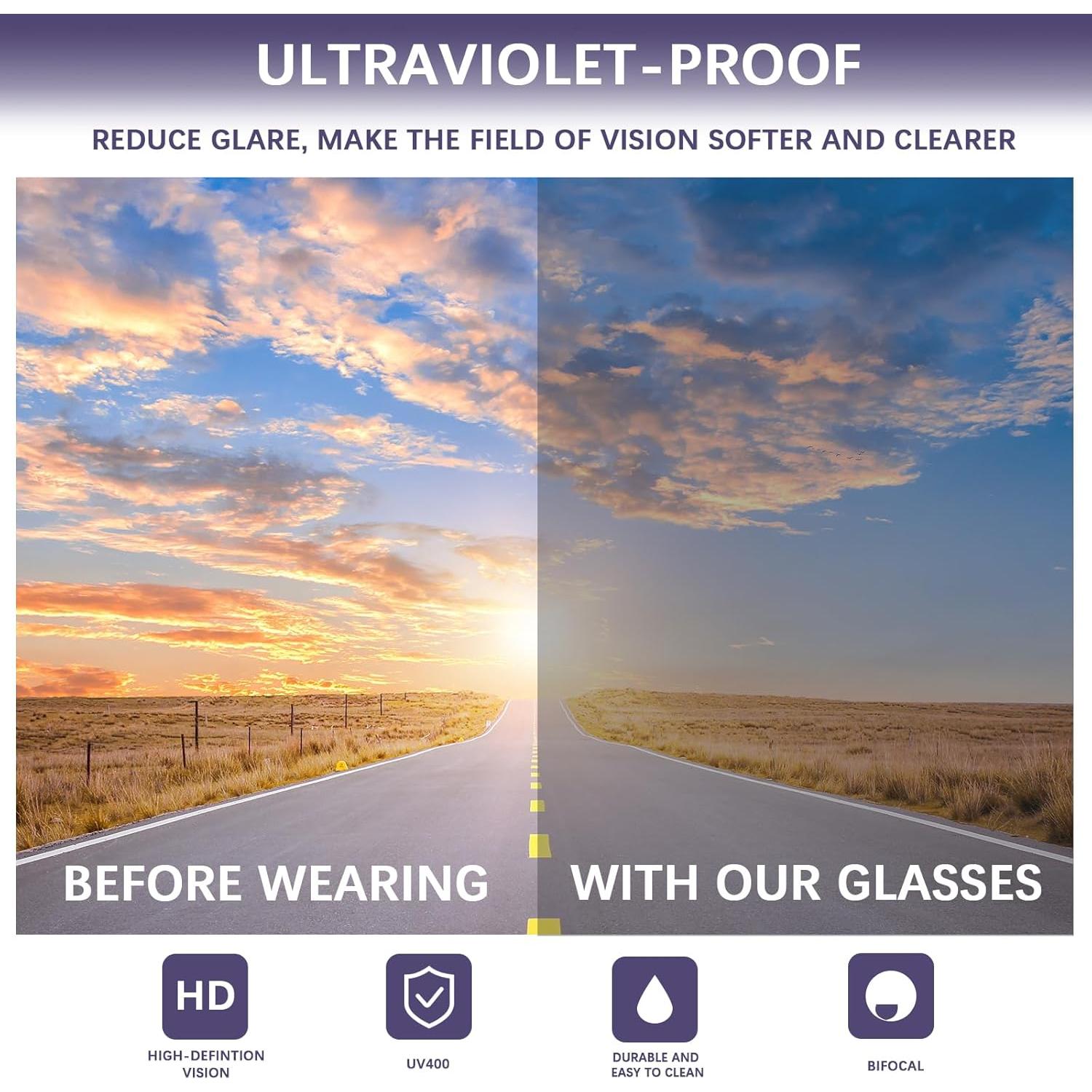 Paquete 4 Gafas de Sol Bifocales 1.5x Unisex Grises