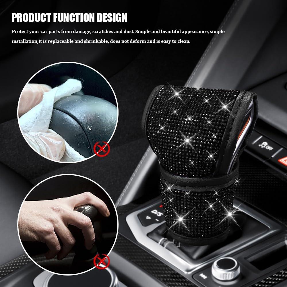 Cubierta de pomo de cambio HQRNYP Bling Negro 13x9 cm