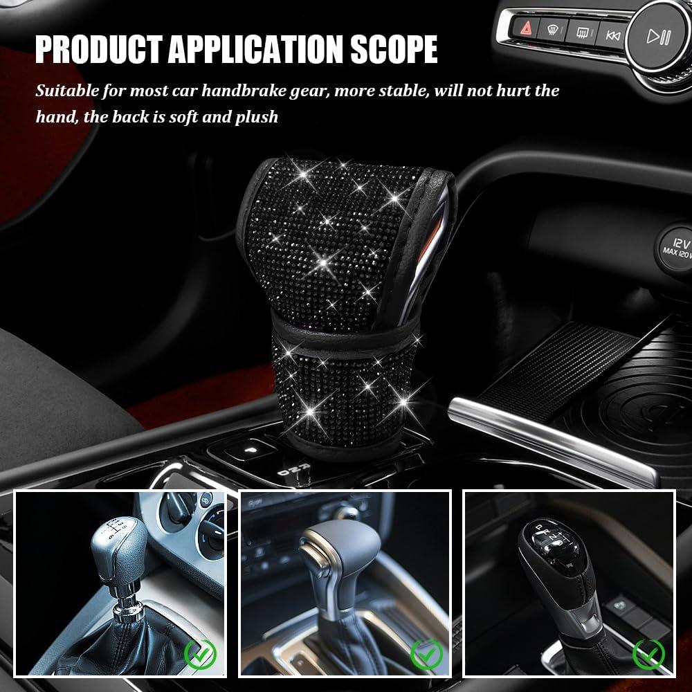 Cubierta de pomo de cambio HQRNYP Bling Negro 13x9 cm