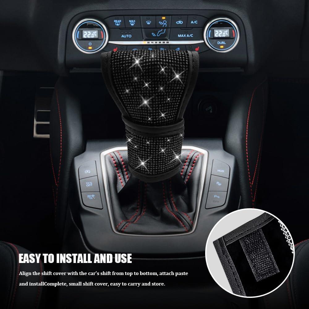 Cubierta de pomo de cambio HQRNYP Bling Negro 13x9 cm