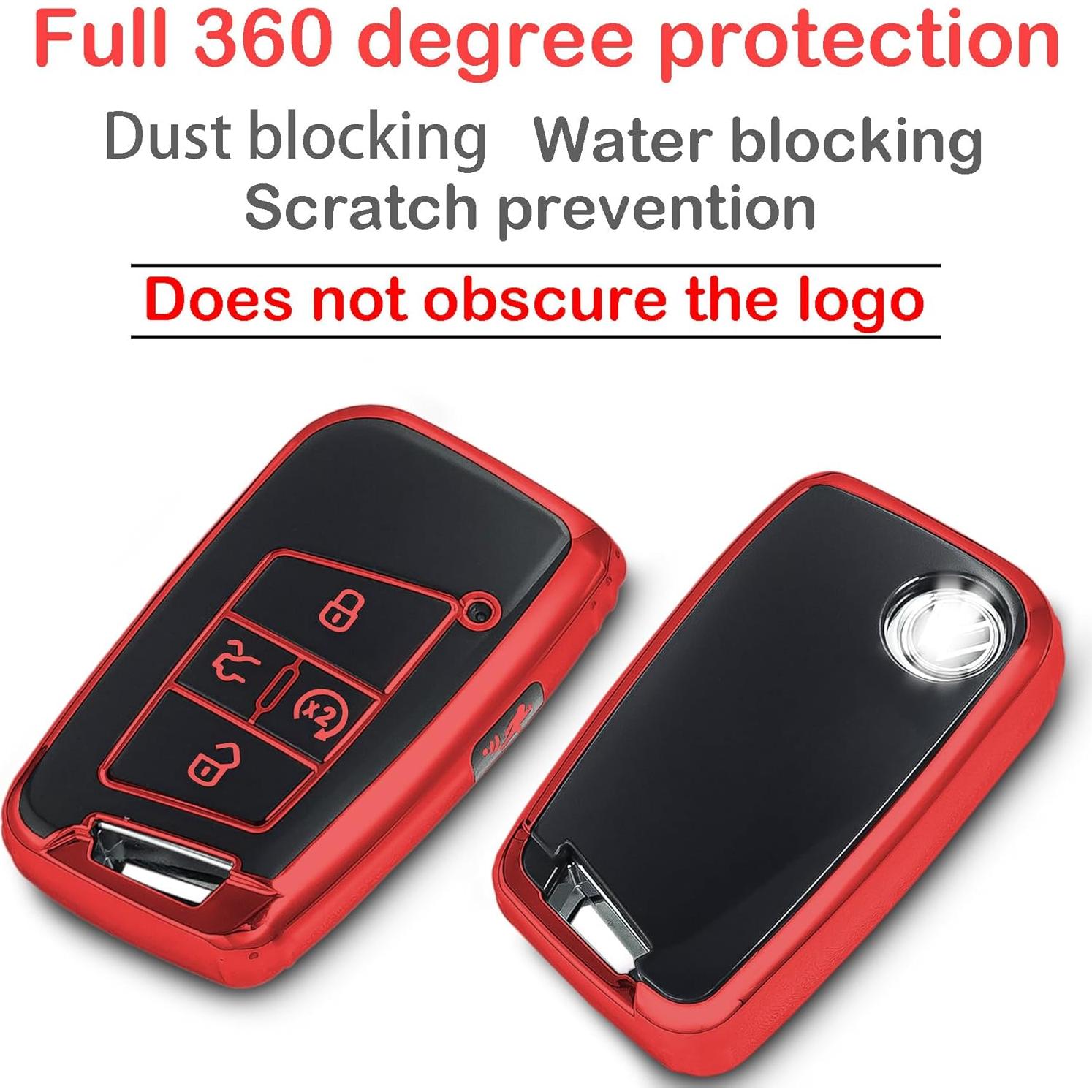 Funda de Llave Volkswagen Kirsnda Rojo TPU 5 Botones