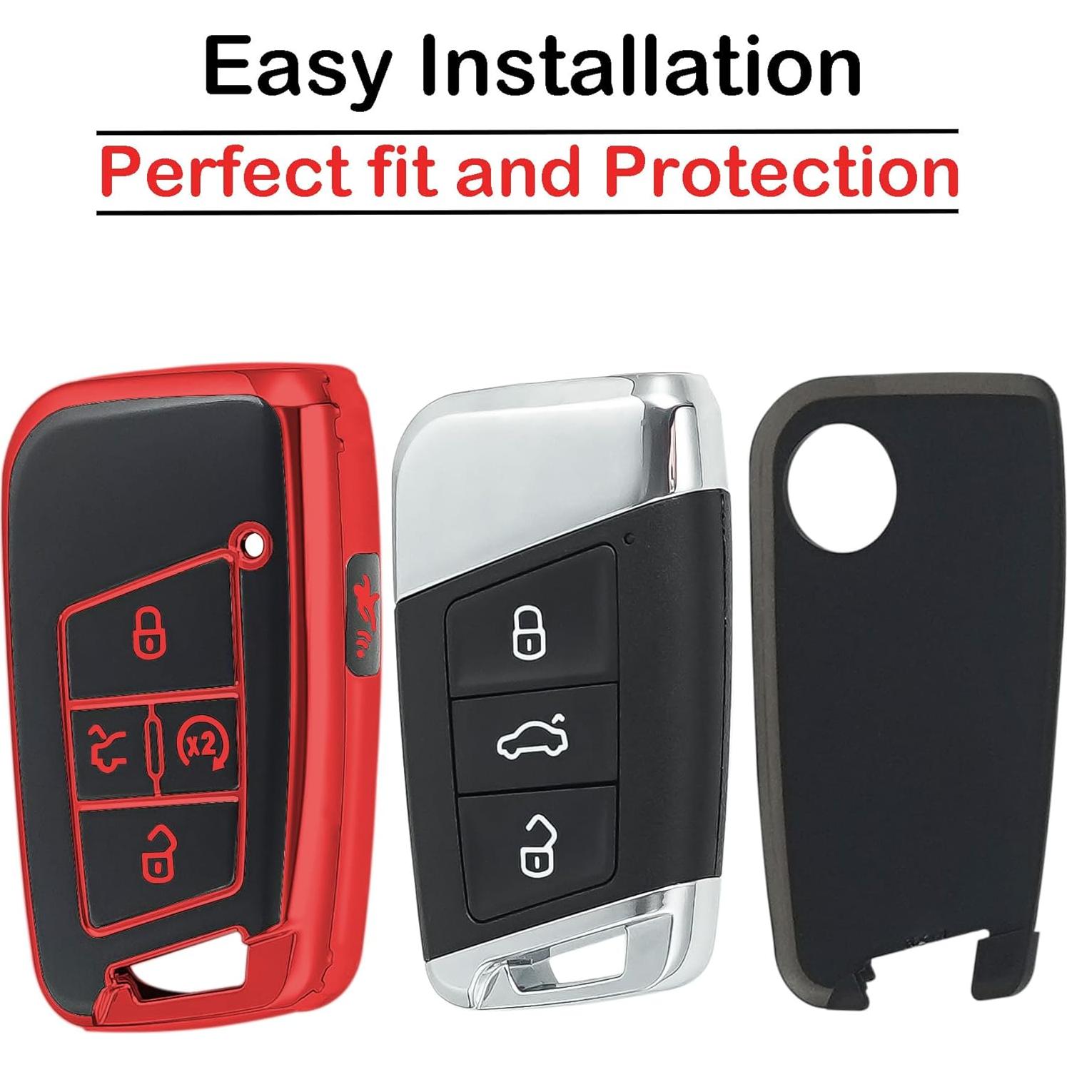 Funda de Llave Volkswagen Kirsnda Rojo TPU 5 Botones