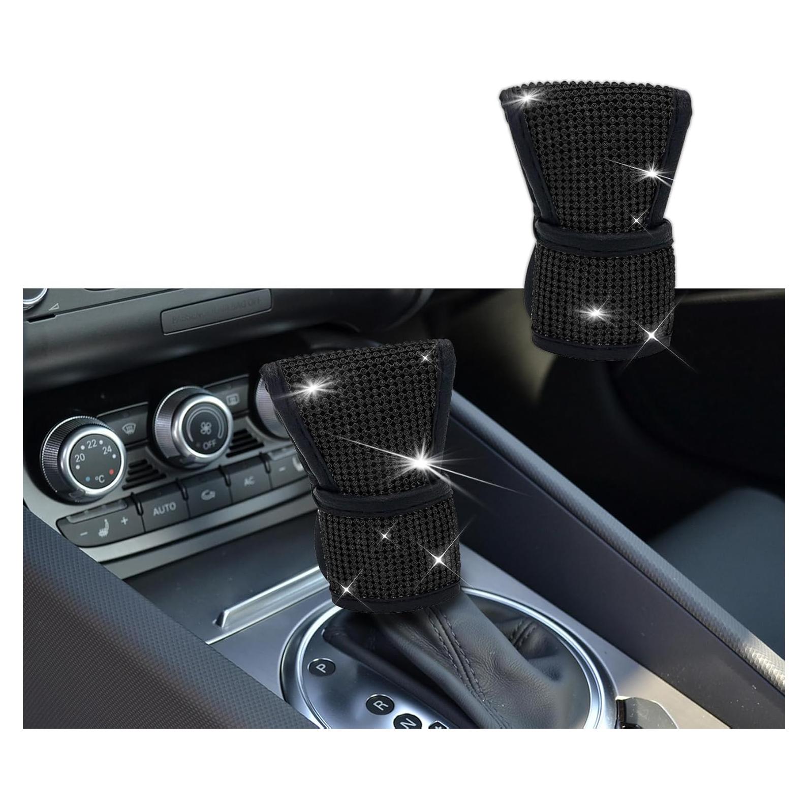 Cubierta de pomo de cambio Kutyun con strass, negra, 13x10 cm