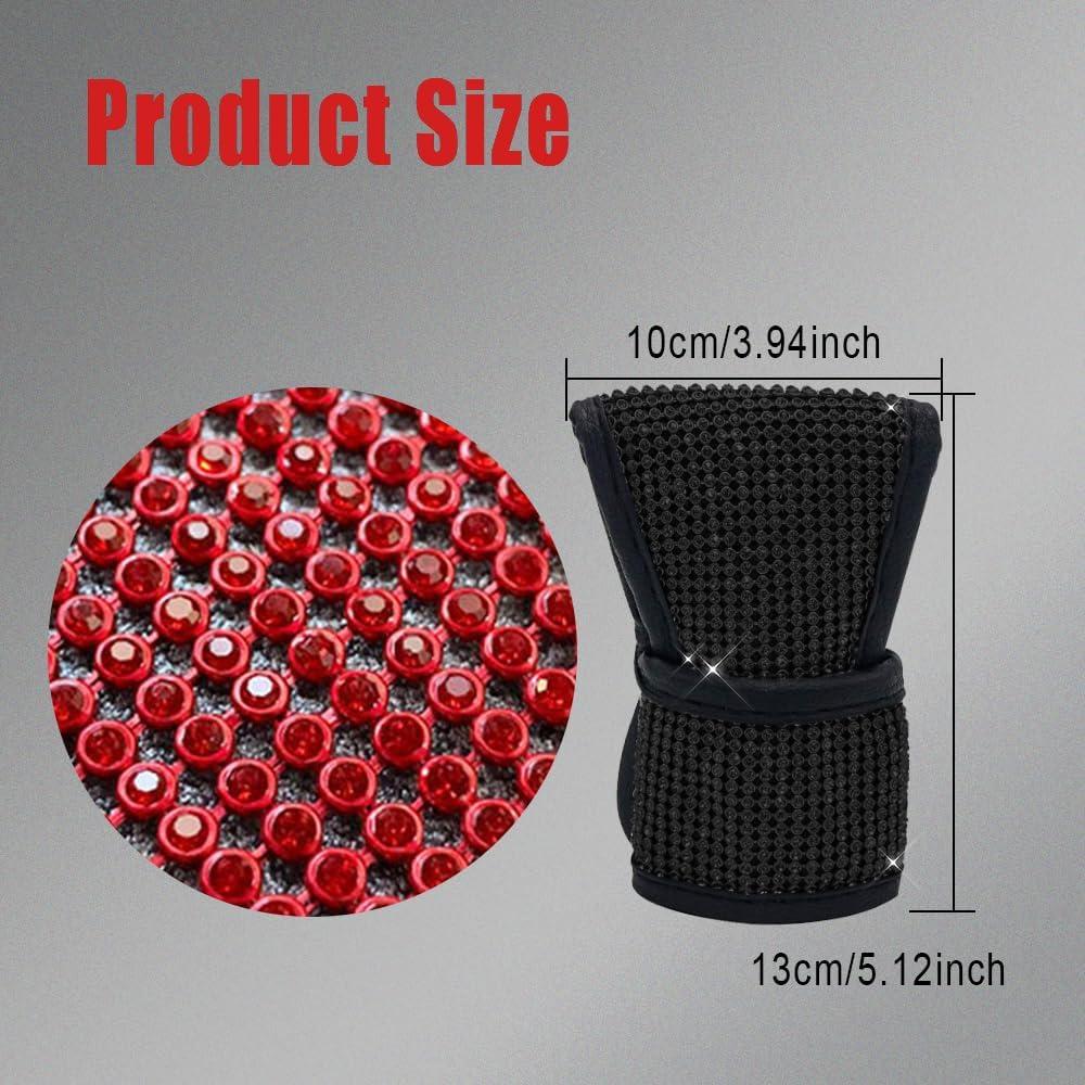 Cubierta de pomo de cambio Kutyun con strass, negra, 13x10 cm