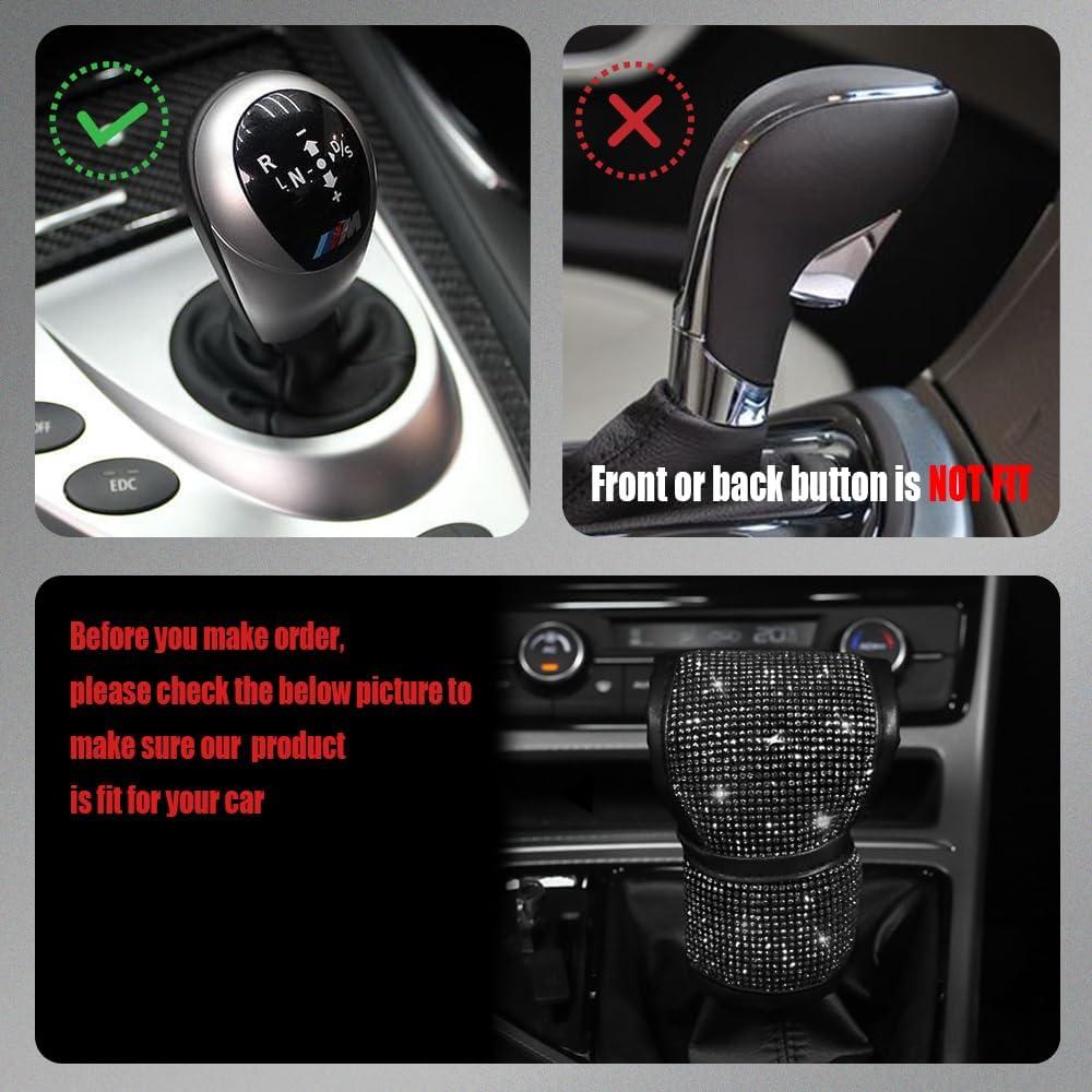 Cubierta de pomo de cambio Kutyun con strass, negra, 13x10 cm