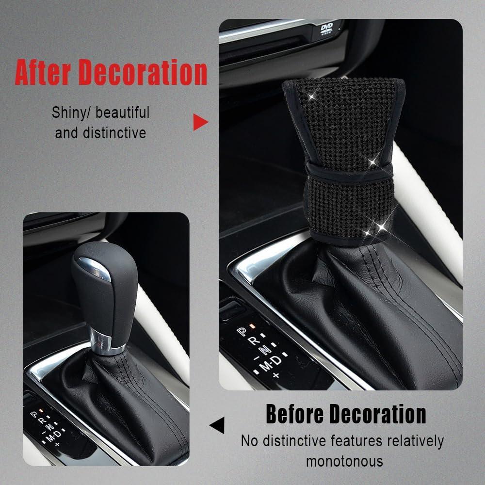 Cubierta de pomo de cambio Kutyun con strass, negra, 13x10 cm