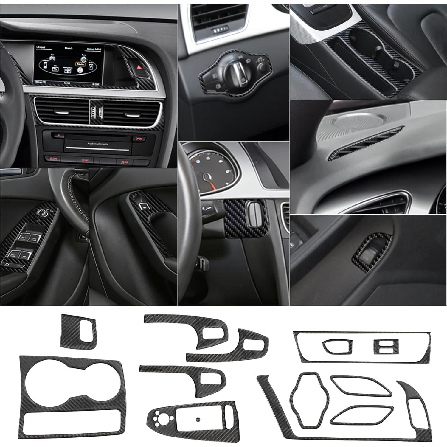 Kit de Recubrimiento Interior de Fibra de Carbono Fancemot 13PCS Audi A4 2009-2016