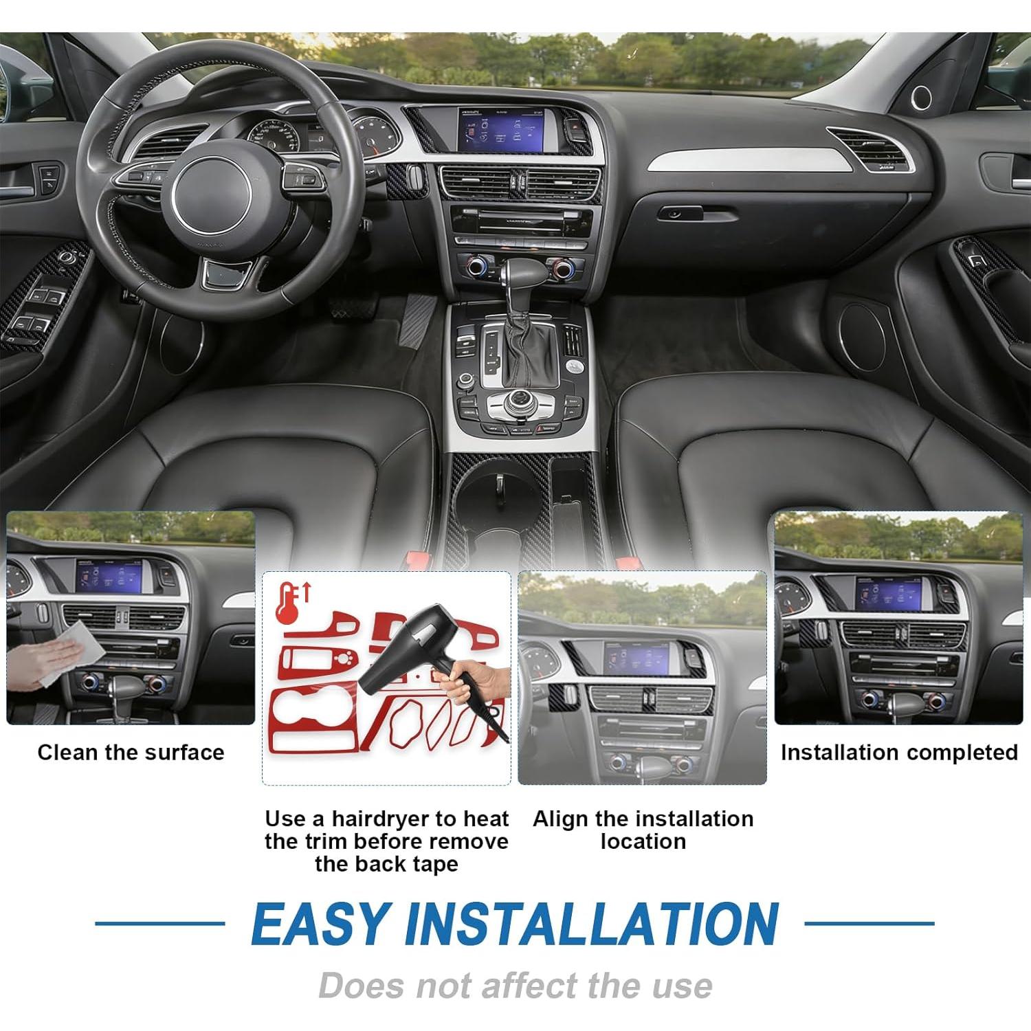 Kit de Recubrimiento Interior de Fibra de Carbono Fancemot 13PCS Audi A4 2009-2016