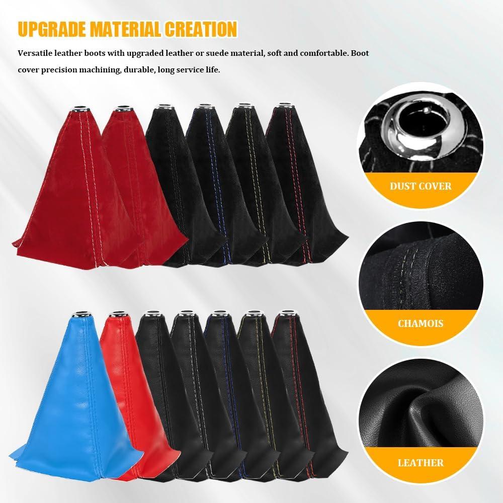 Cubierta de Polvo para Perilla de Cambio Tecledsn - Cuero Negro Blanco