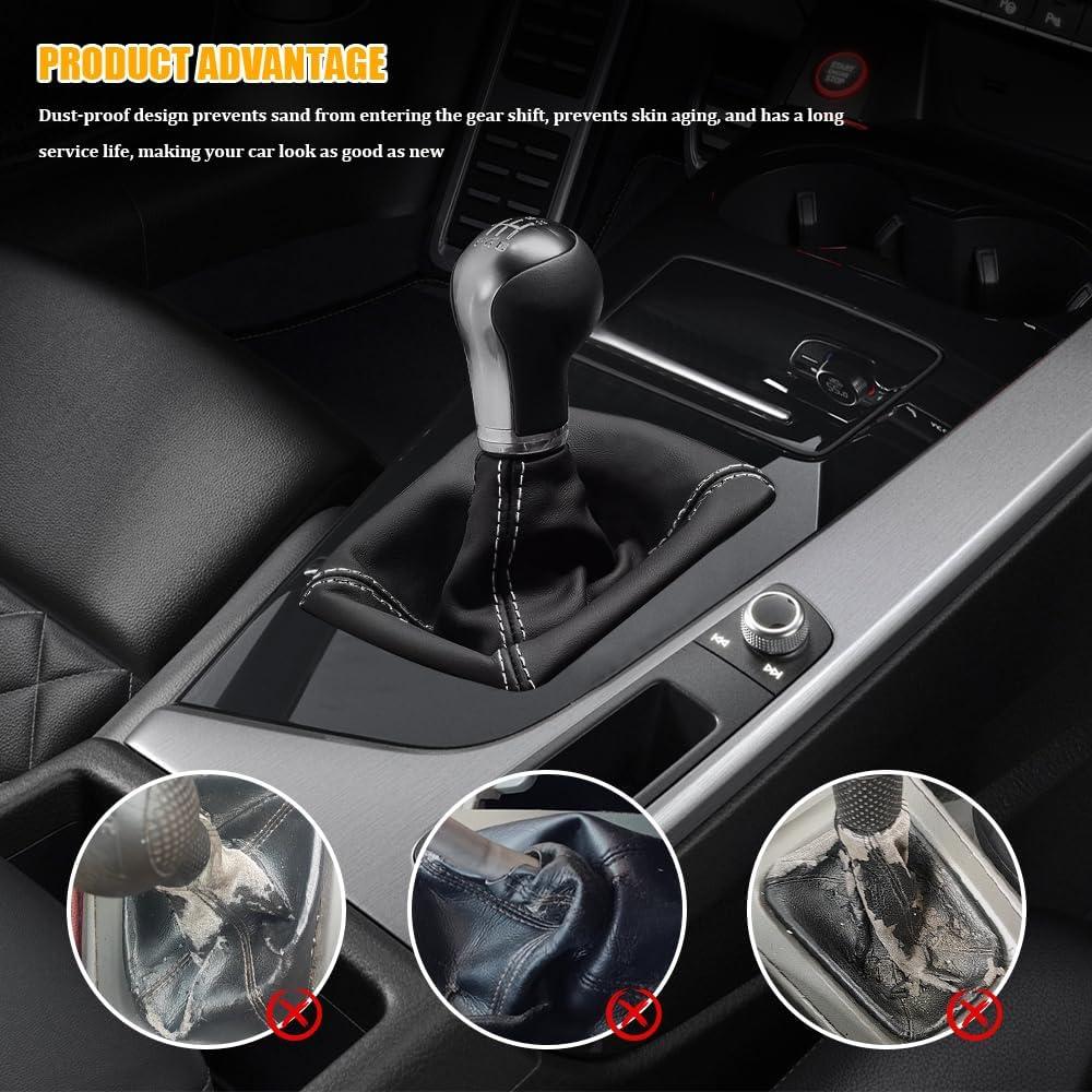 Cubierta de Polvo para Perilla de Cambio Tecledsn - Cuero Negro Blanco